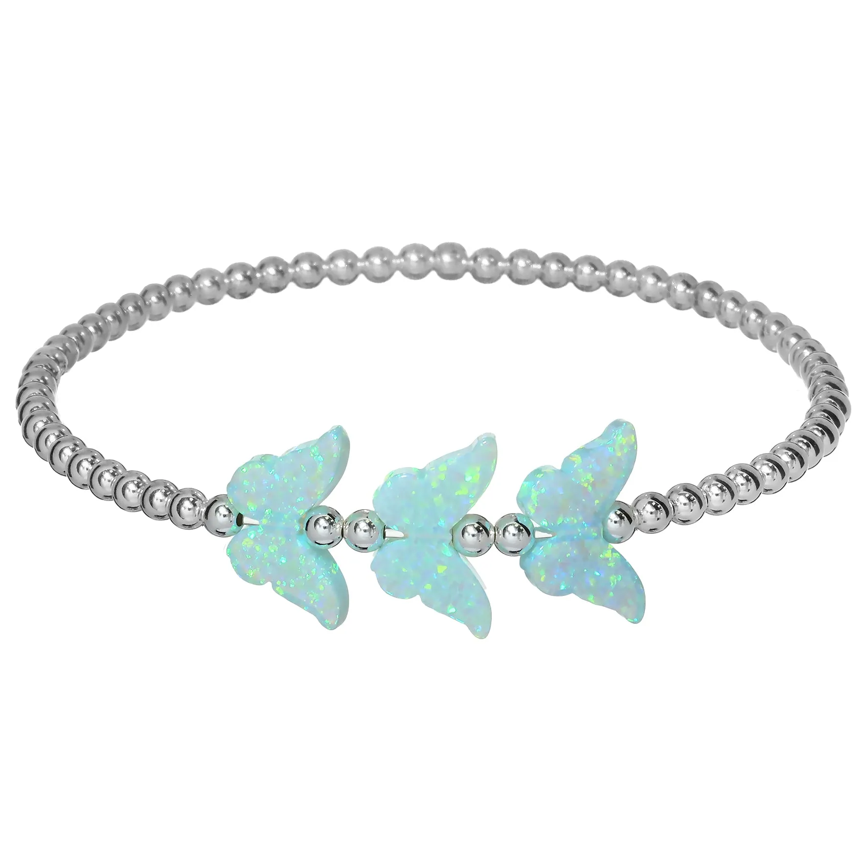 TRIPLE BUTTERFLY | Opal Charm and 14K Gold Filled Beads Bracelet
