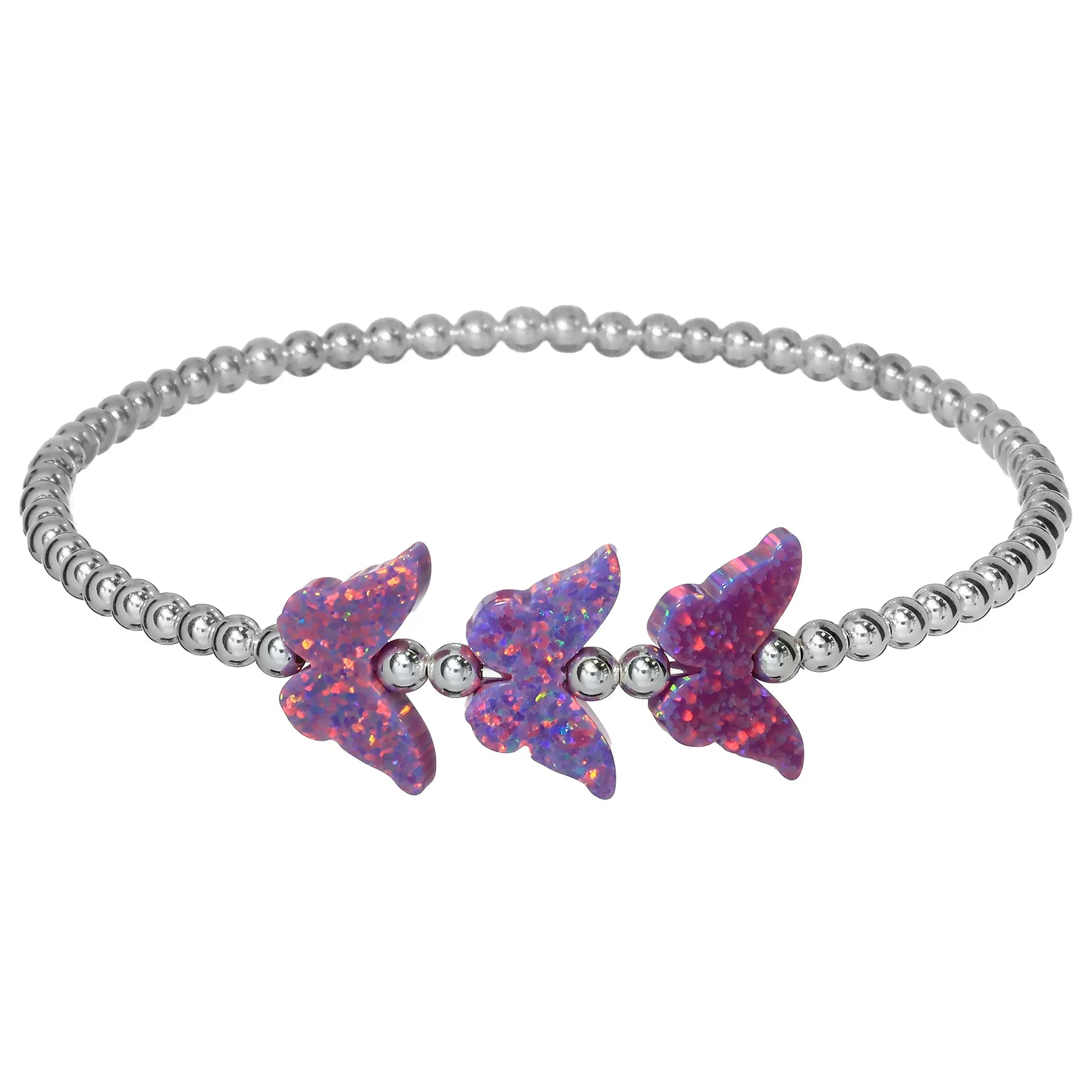 TRIPLE BUTTERFLY | Opal Charm and 14K Gold Filled Beads Bracelet