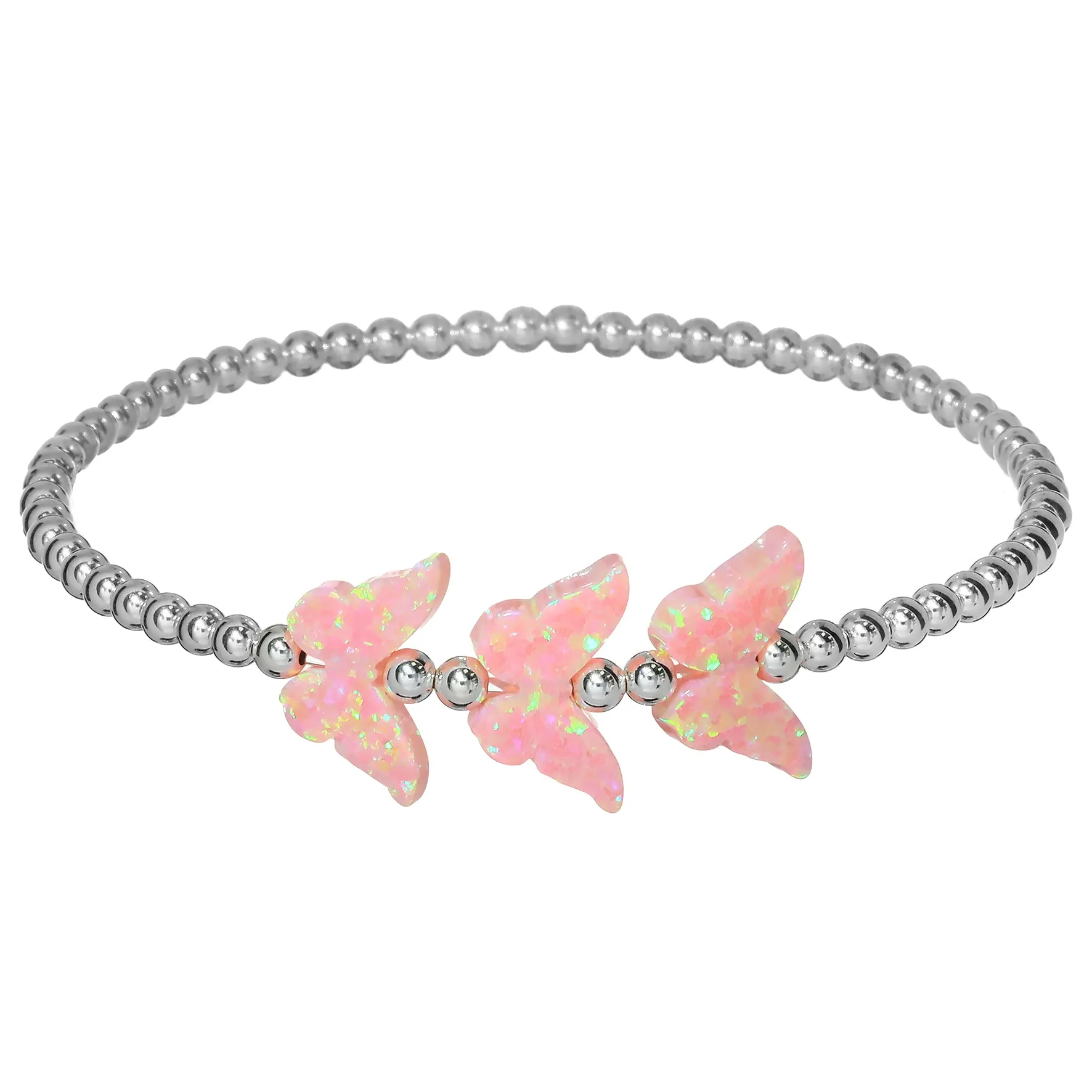 TRIPLE BUTTERFLY | Opal Charm and 14K Gold Filled Beads Bracelet