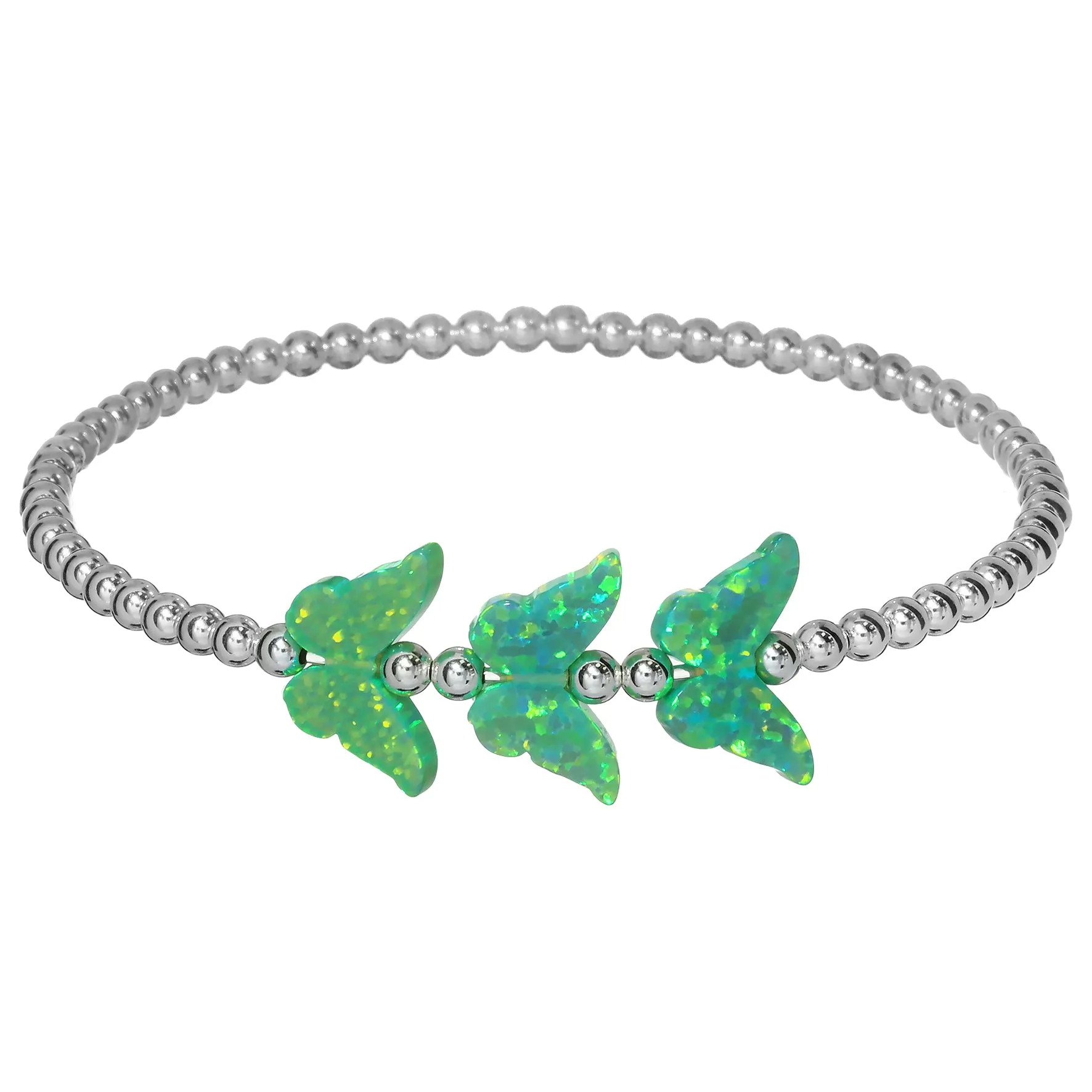 TRIPLE BUTTERFLY | Opal Charm and 14K Gold Filled Beads Bracelet