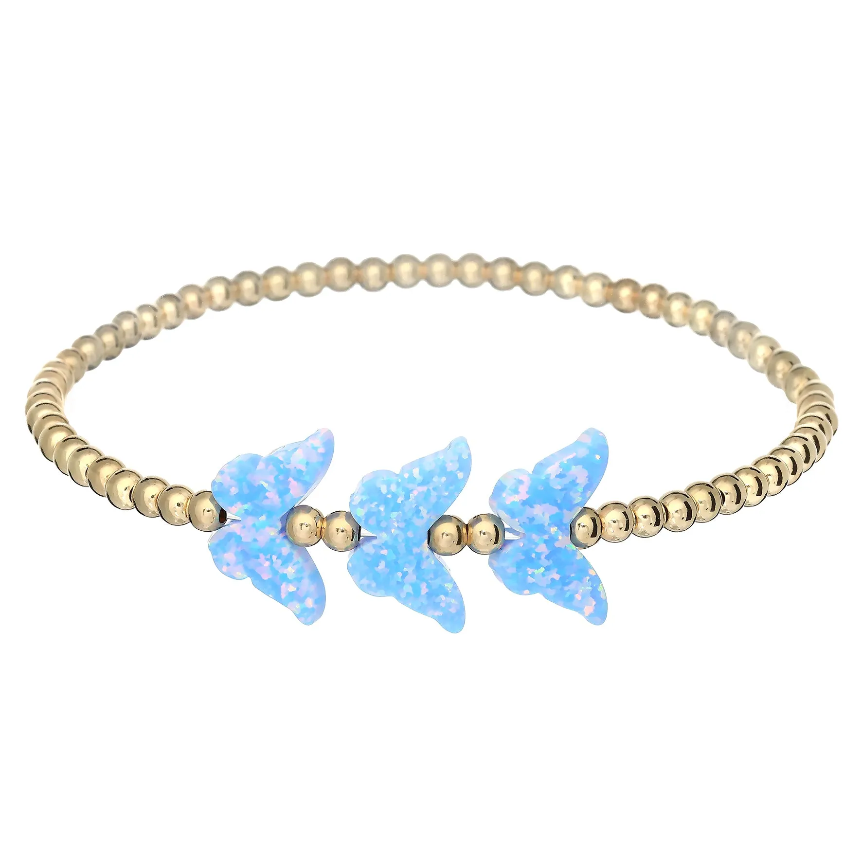 TRIPLE BUTTERFLY | Opal Charm and 14K Gold Filled Beads Bracelet