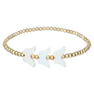TRIPLE BUTTERFLY | Opal Charm and 14K Gold Filled Beads Bracelet