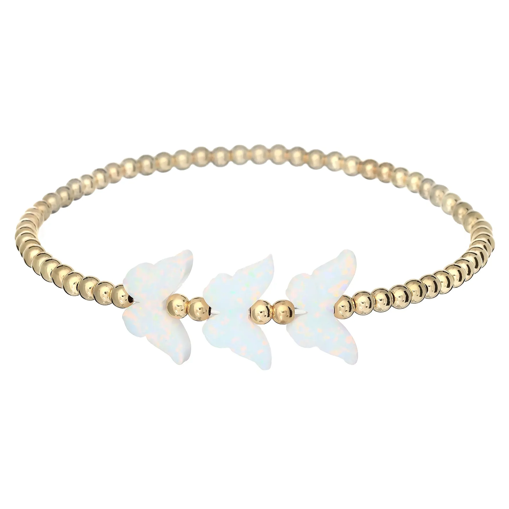 TRIPLE BUTTERFLY | Opal Charm and 14K Gold Filled Beads Bracelet