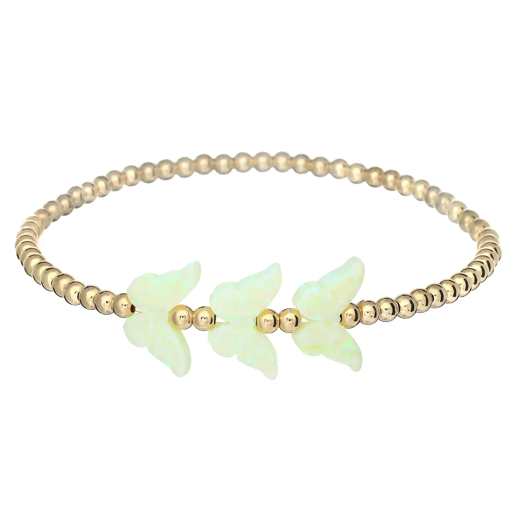 TRIPLE BUTTERFLY | Opal Charm and 14K Gold Filled Beads Bracelet