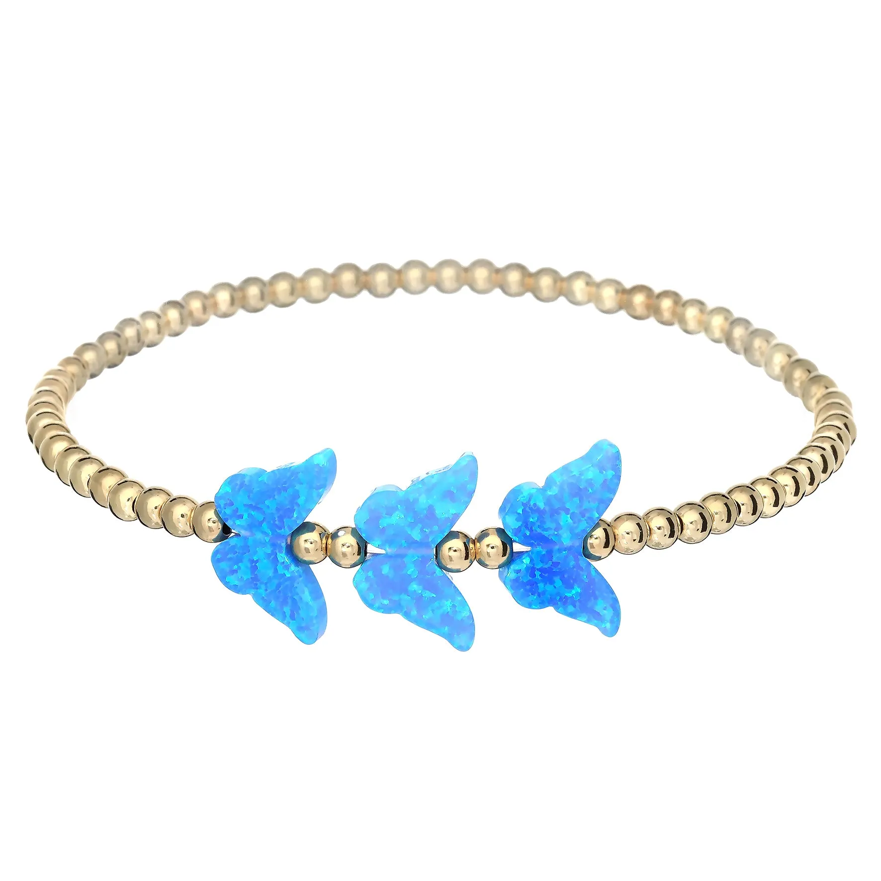 TRIPLE BUTTERFLY | Opal Charm and 14K Gold Filled Beads Bracelet