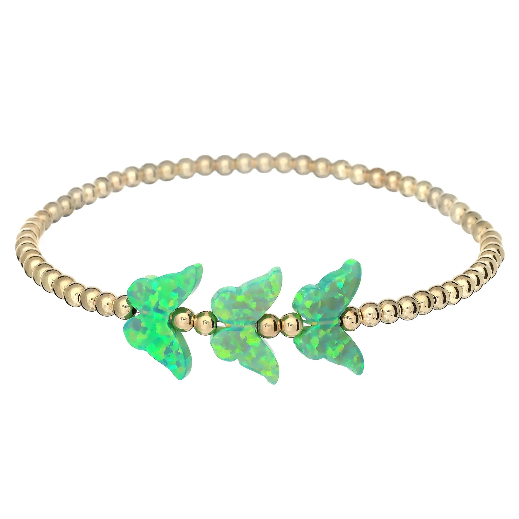 TRIPLE BUTTERFLY | Opal Charm and 14K Gold Filled Beads Bracelet