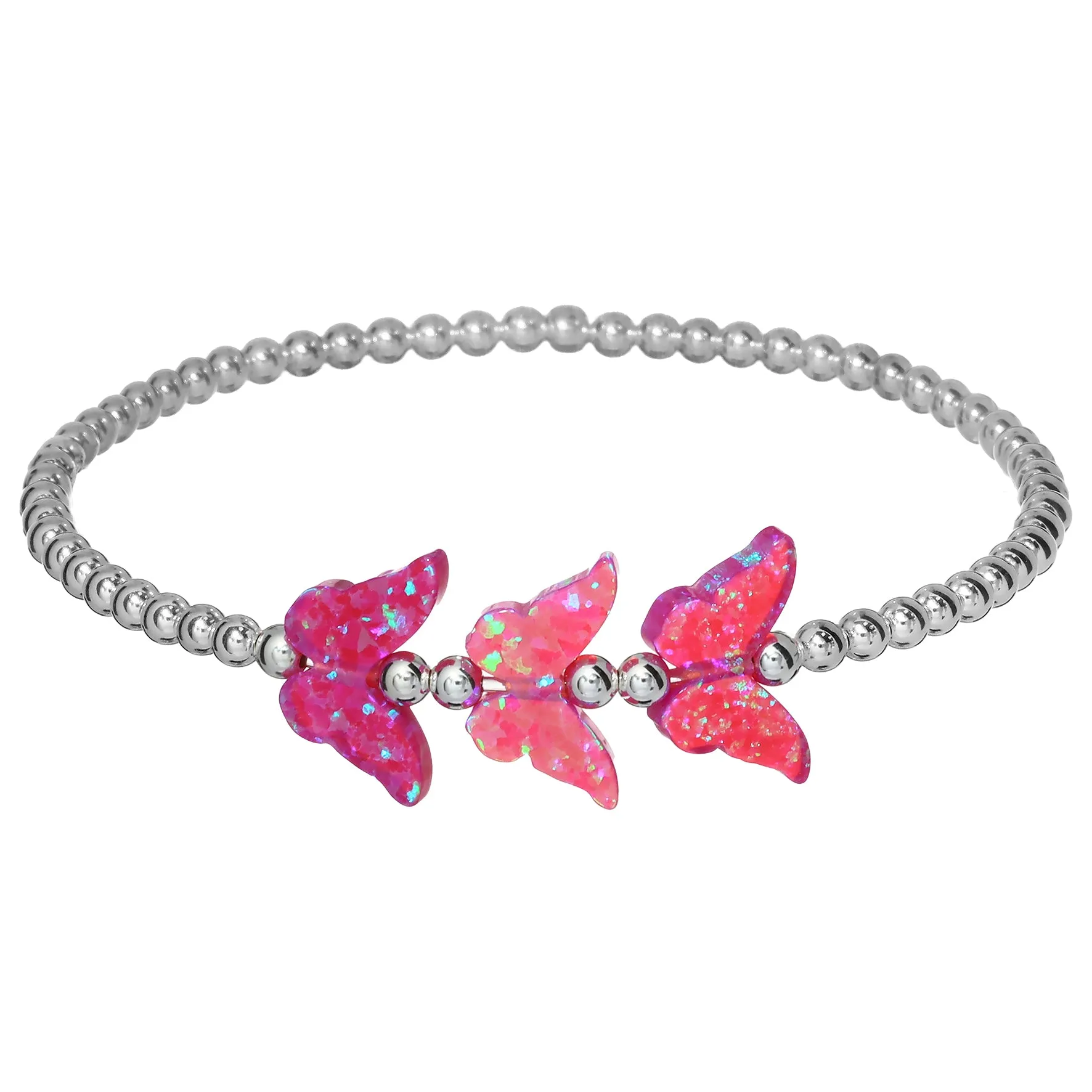 TRIPLE BUTTERFLY | Opal Charm and 14K Gold Filled Beads Bracelet