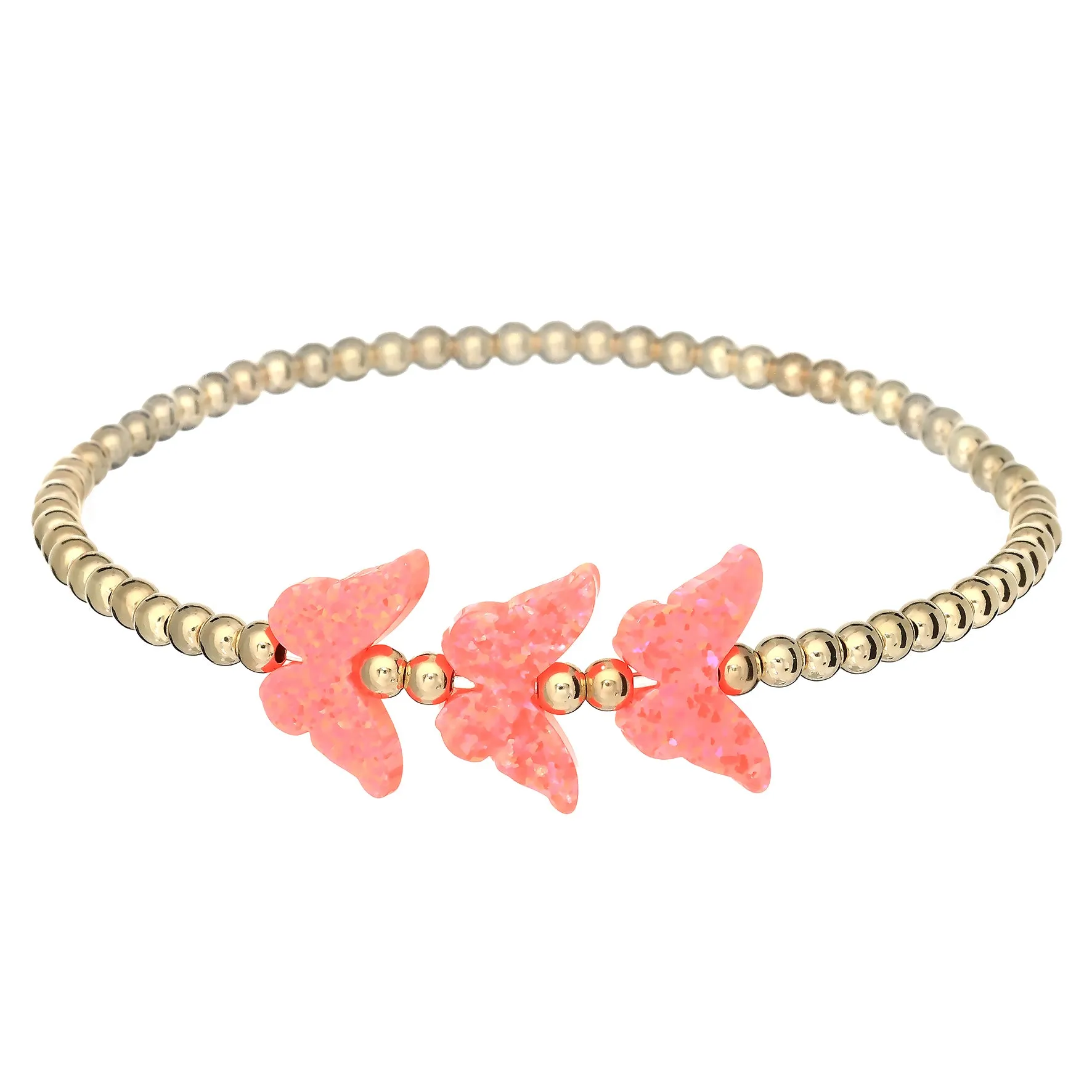 TRIPLE BUTTERFLY | Opal Charm and 14K Gold Filled Beads Bracelet