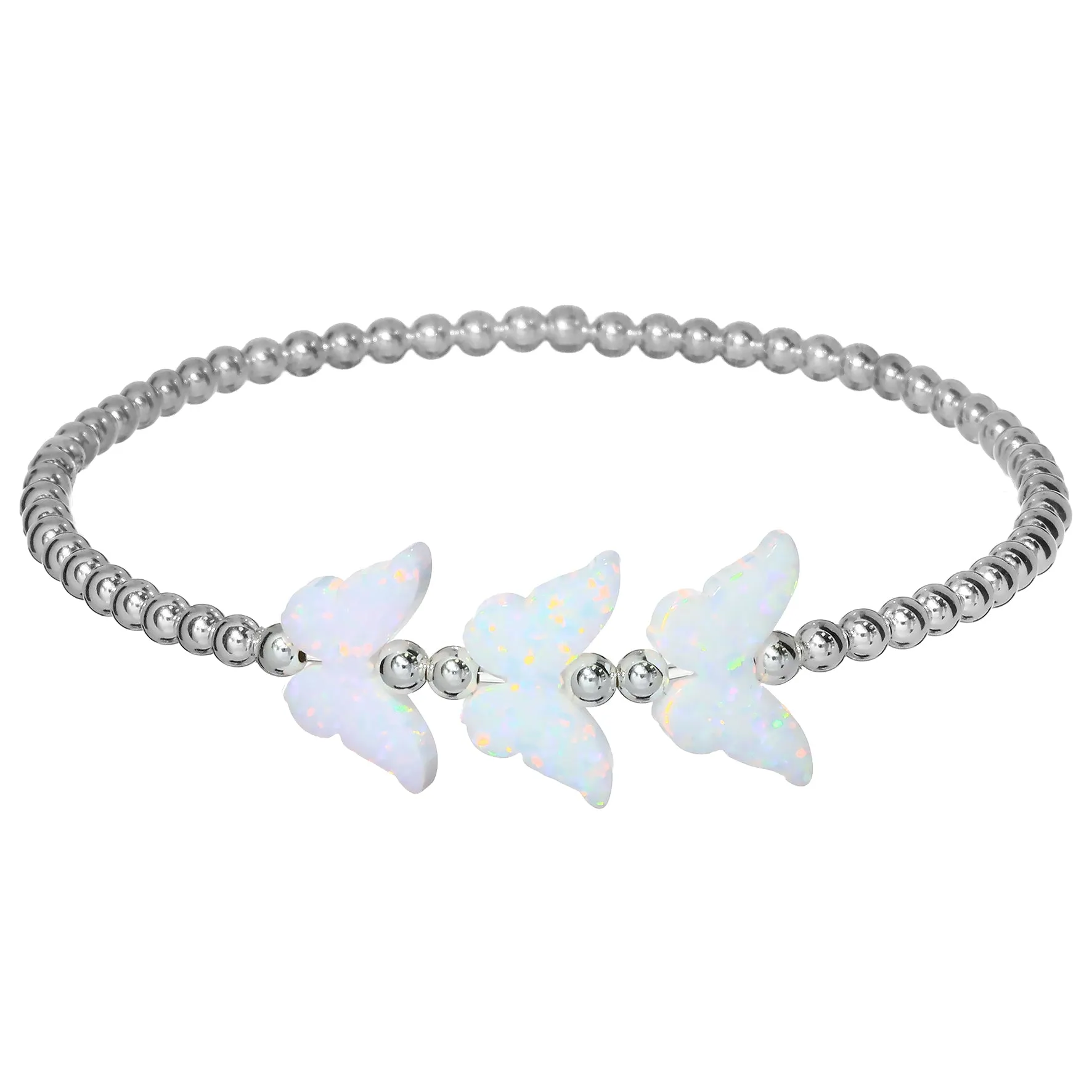 TRIPLE BUTTERFLY | Opal Charm and 14K Gold Filled Beads Bracelet