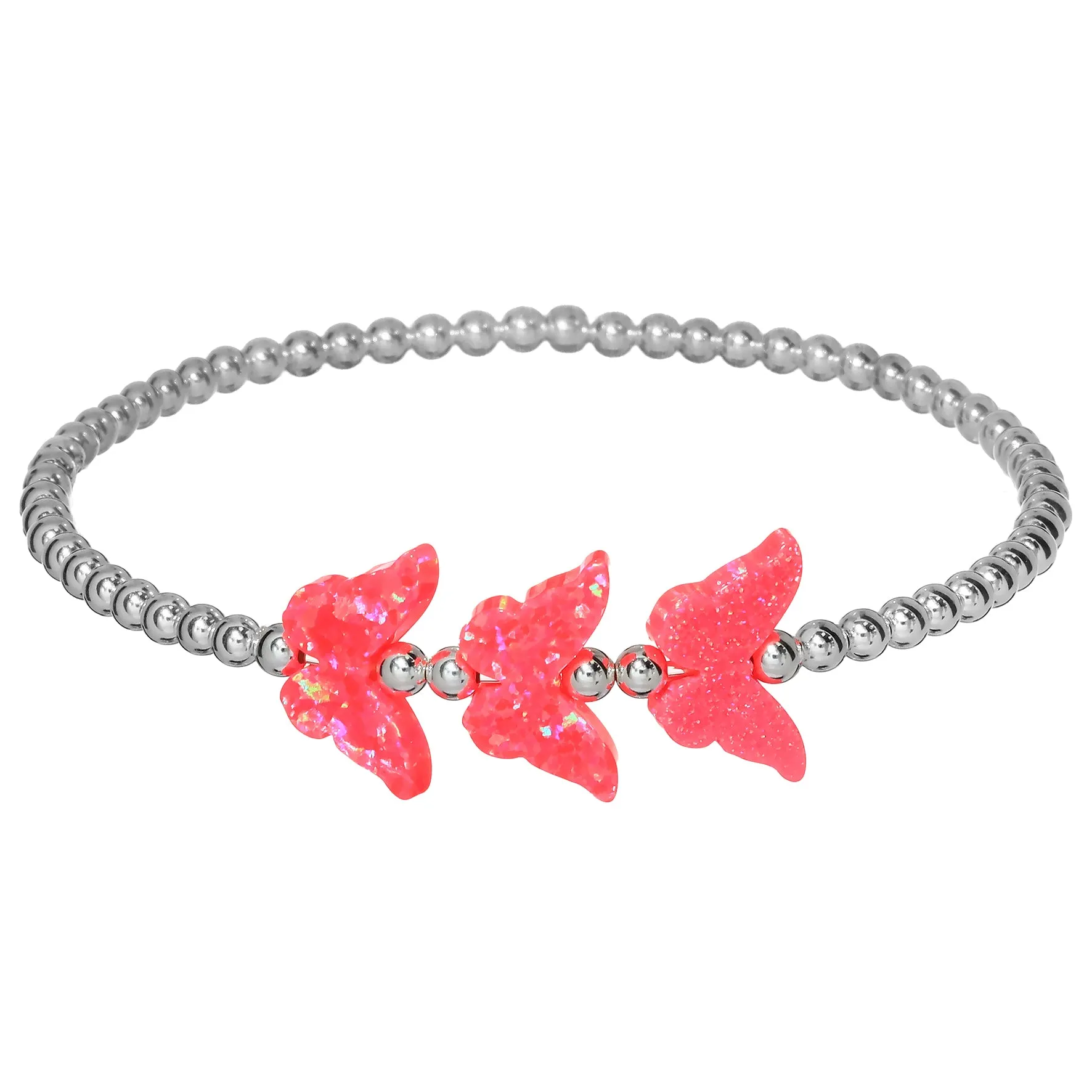 TRIPLE BUTTERFLY | Opal Charm and 14K Gold Filled Beads Bracelet