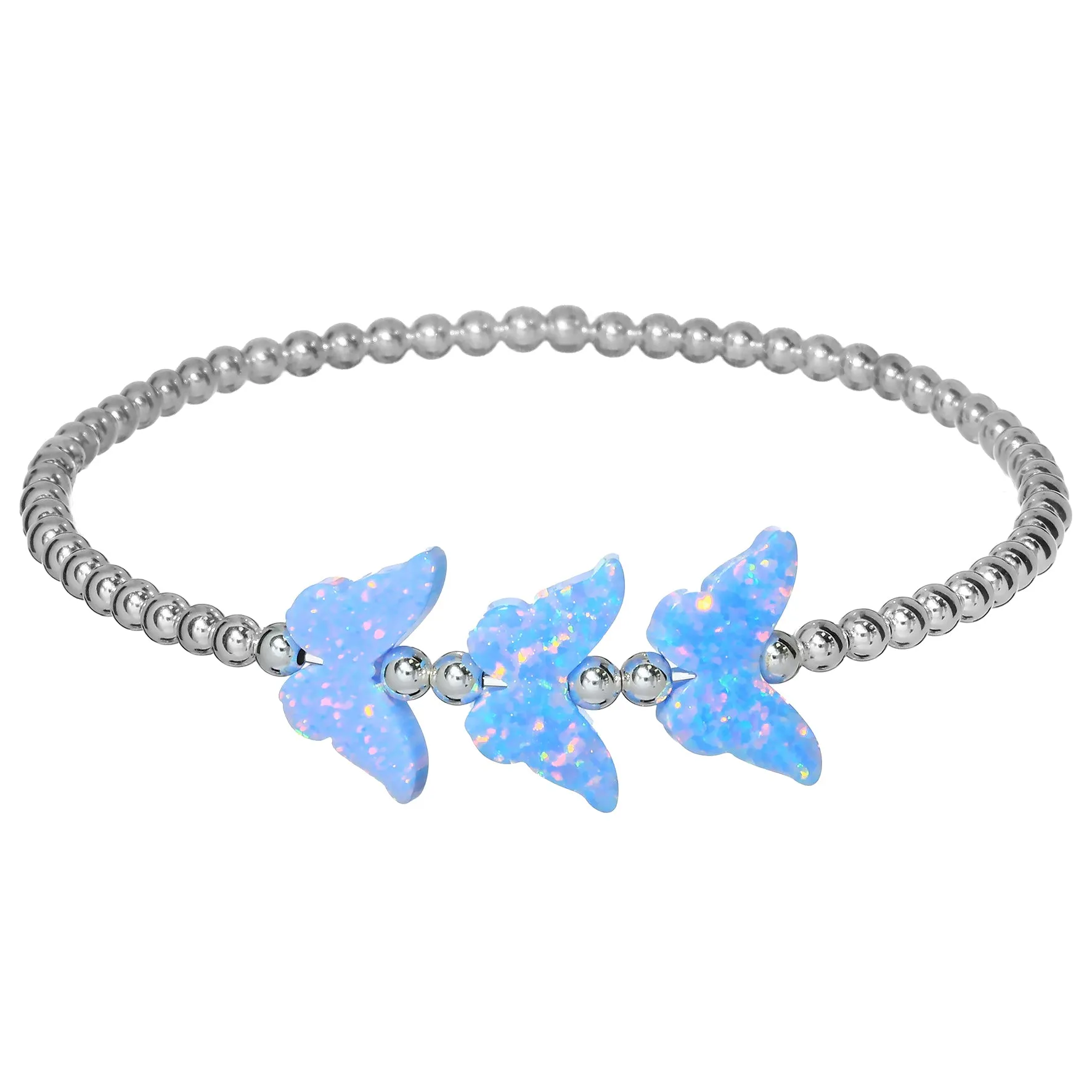 TRIPLE BUTTERFLY | Opal Charm and 14K Gold Filled Beads Bracelet