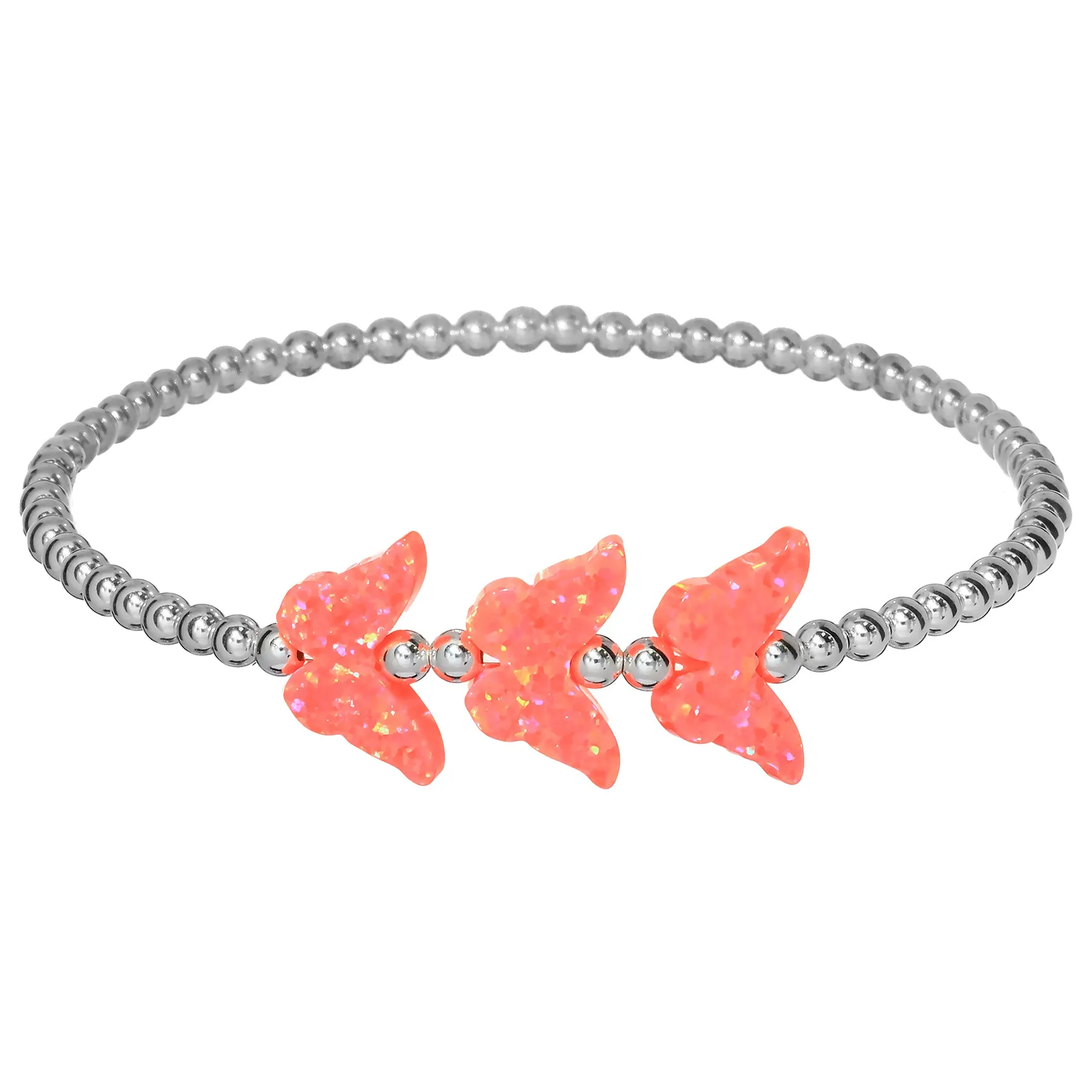 TRIPLE BUTTERFLY | Opal Charm and 14K Gold Filled Beads Bracelet