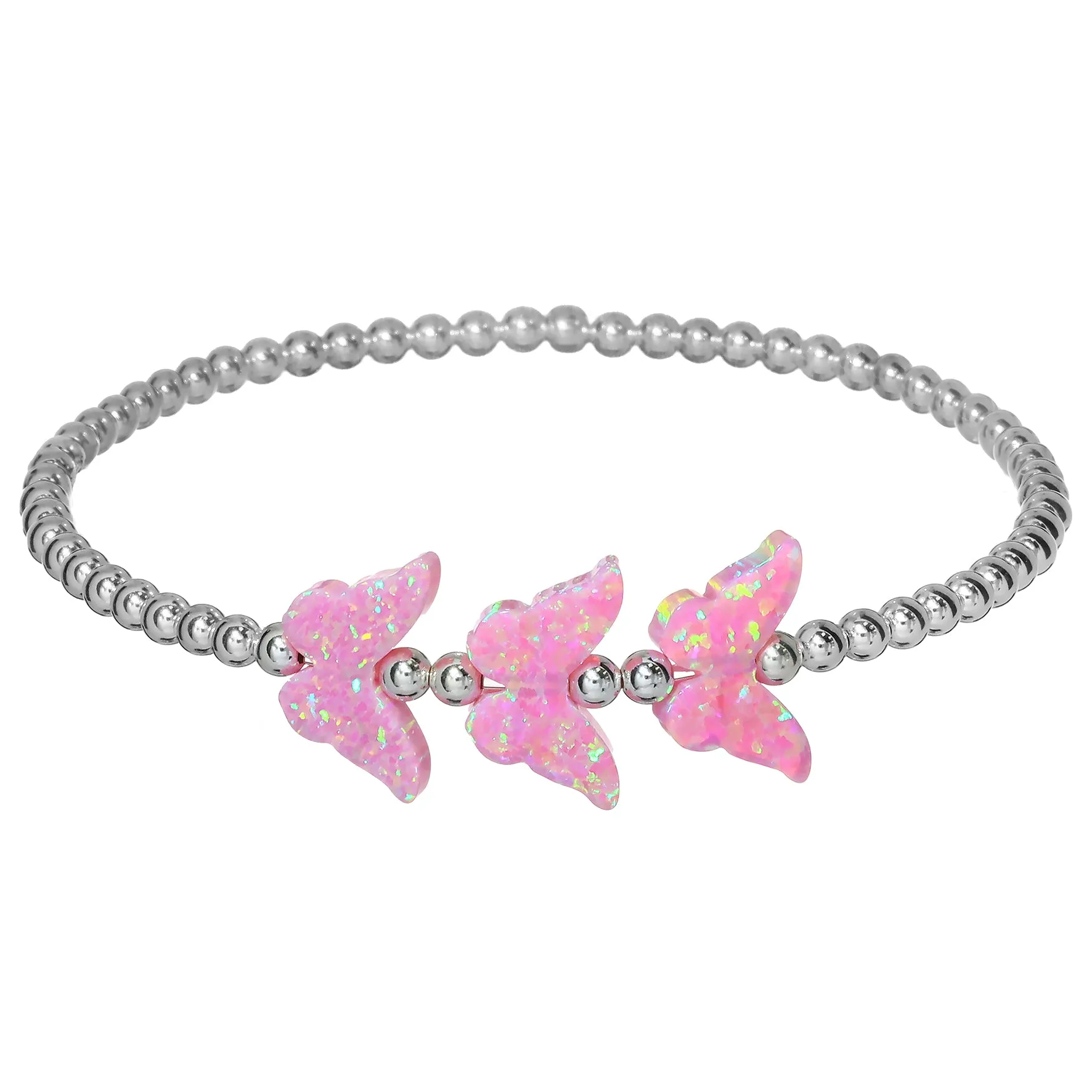 TRIPLE BUTTERFLY | Opal Charm and 14K Gold Filled Beads Bracelet