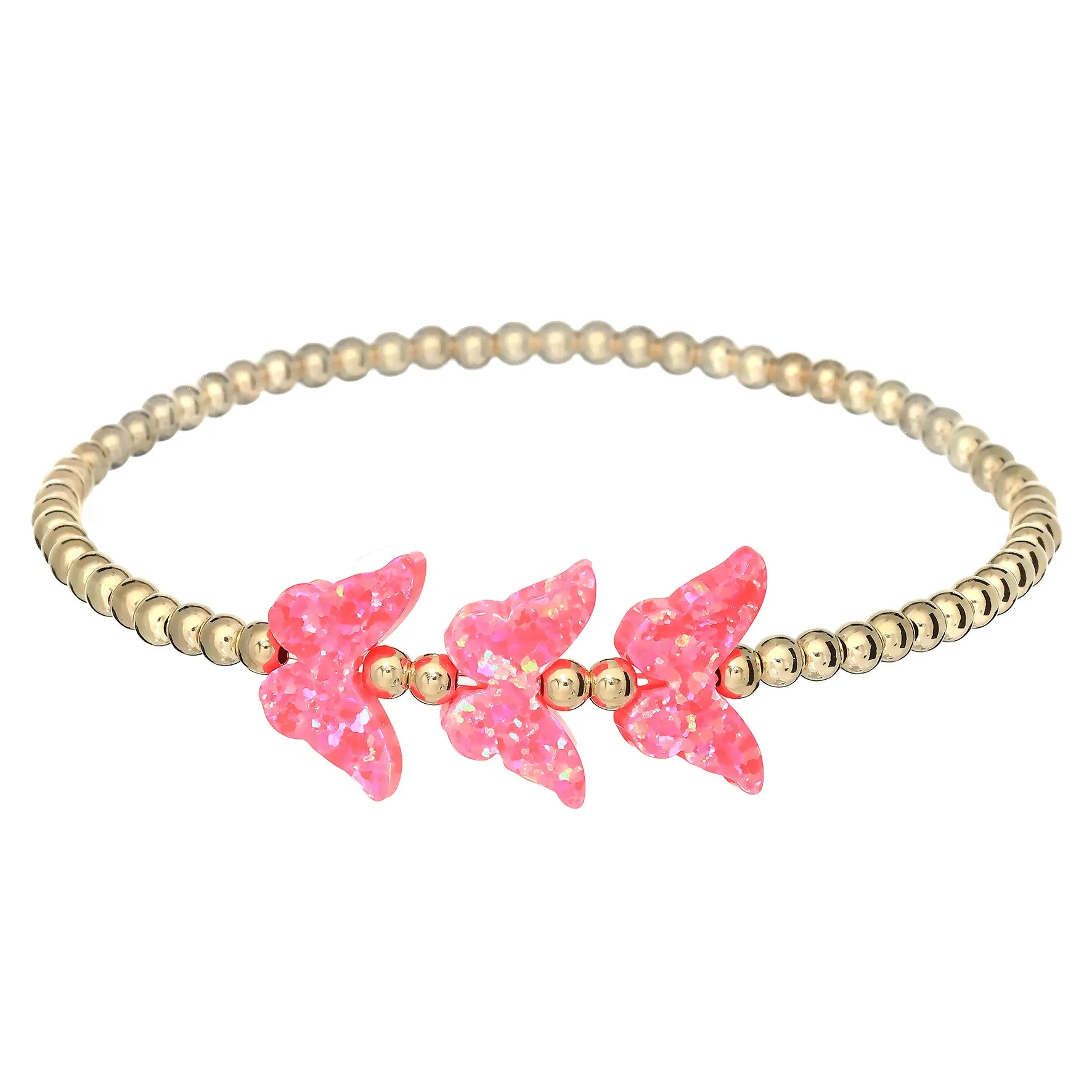 TRIPLE BUTTERFLY | Opal Charm and 14K Gold Filled Beads Bracelet