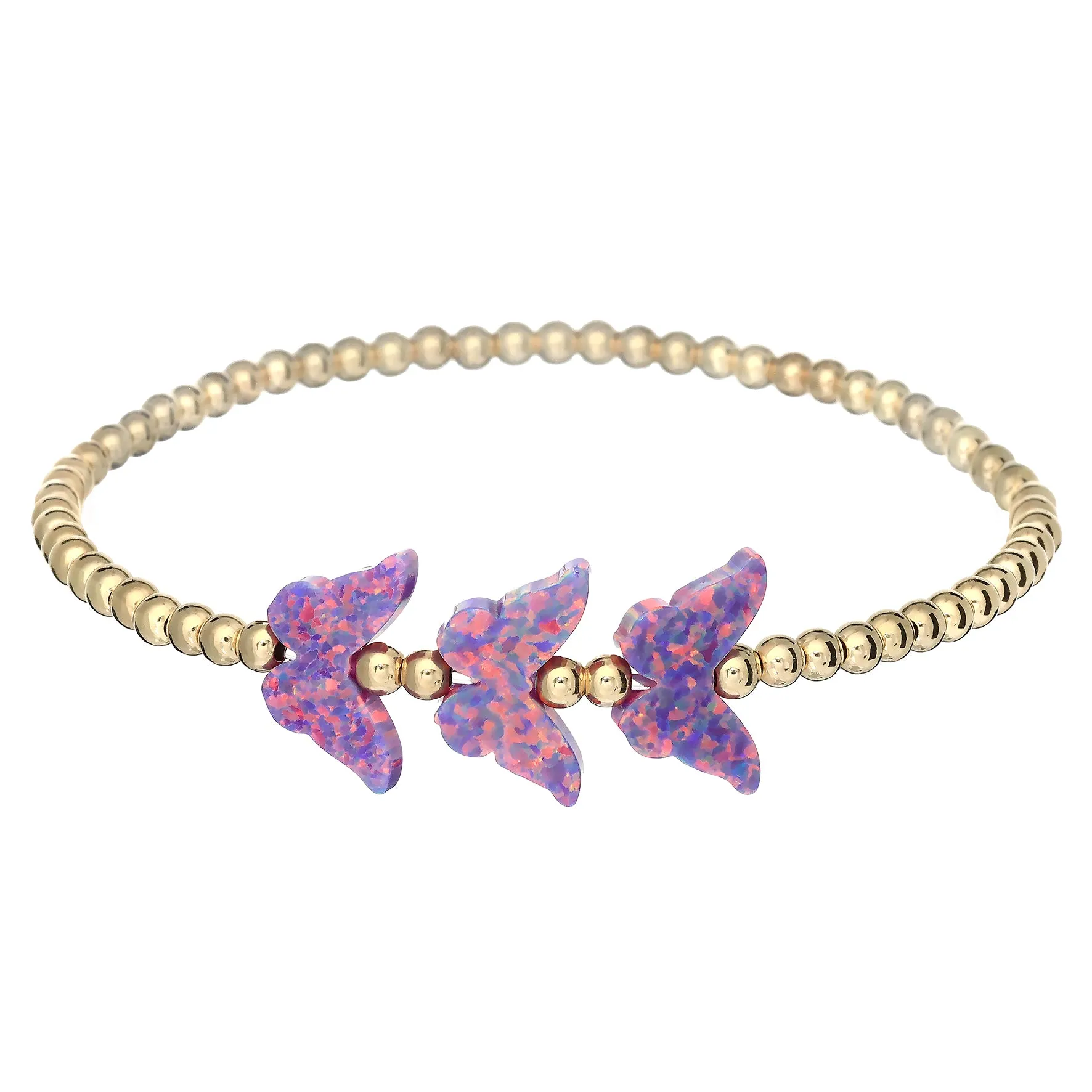 TRIPLE BUTTERFLY | Opal Charm and 14K Gold Filled Beads Bracelet