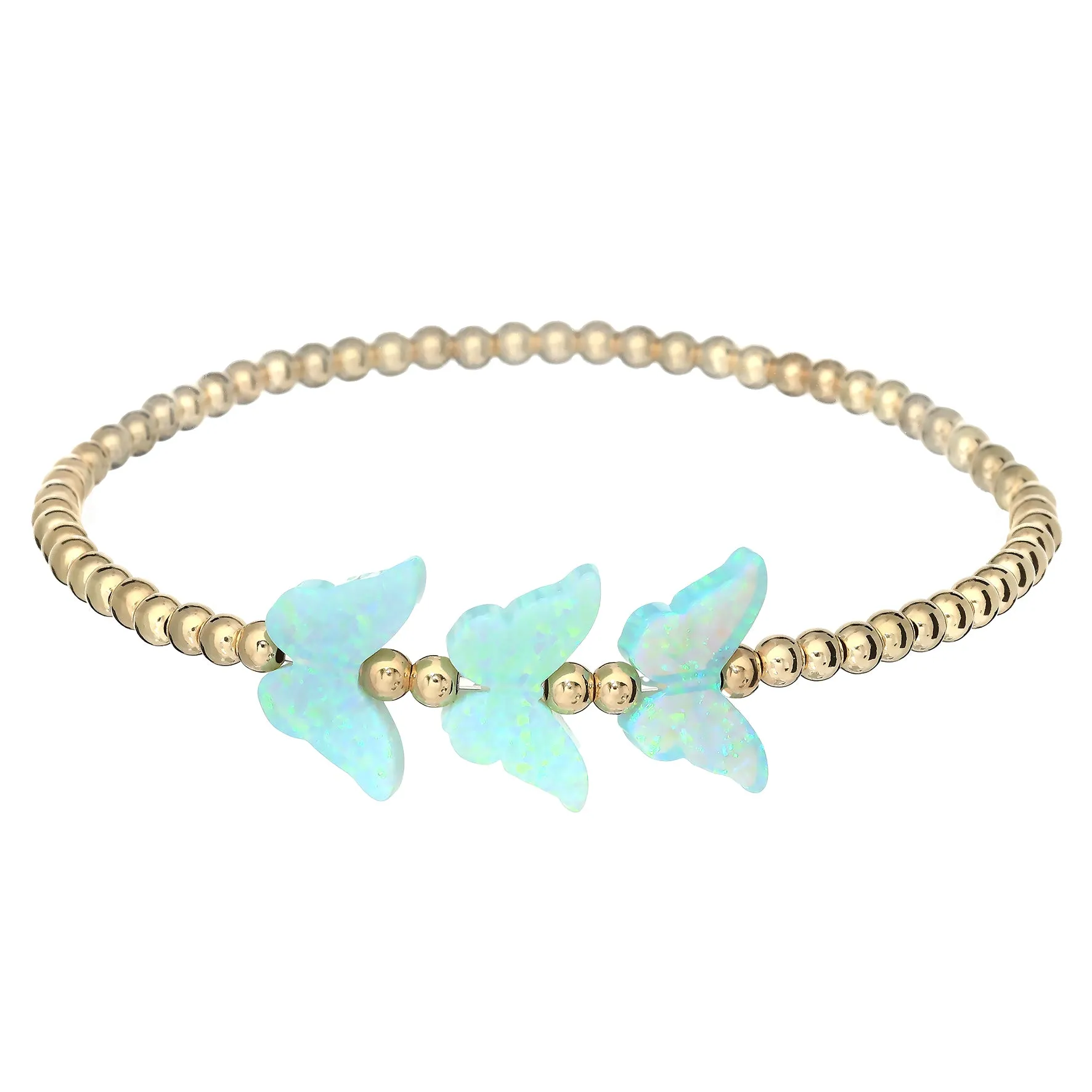 TRIPLE BUTTERFLY | Opal Charm and 14K Gold Filled Beads Bracelet