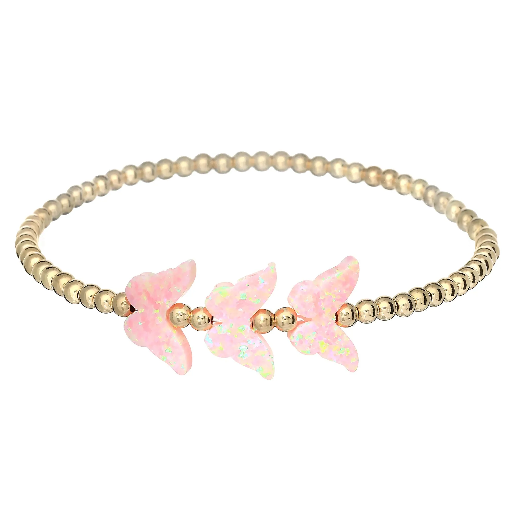 TRIPLE BUTTERFLY | Opal Charm and 14K Gold Filled Beads Bracelet