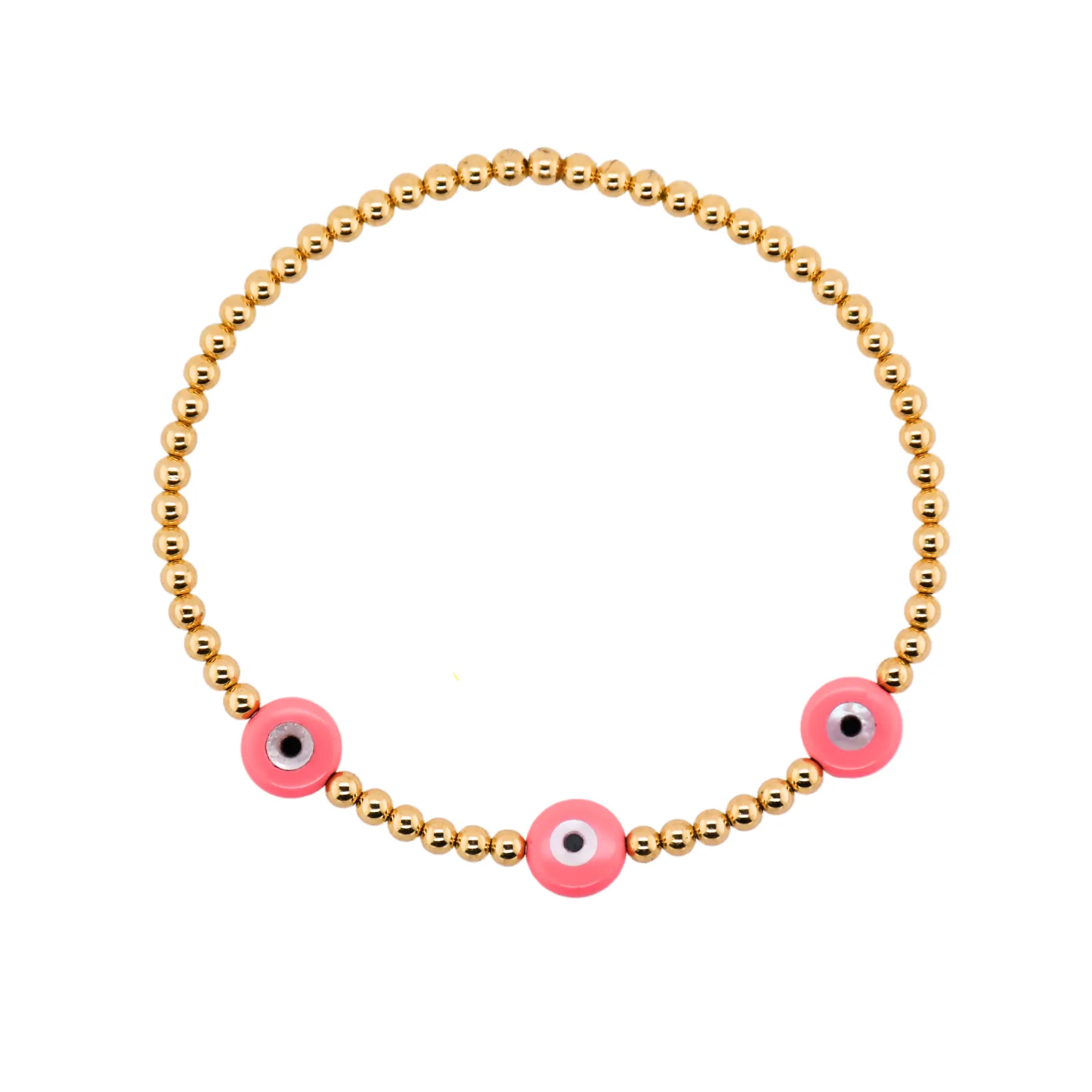 TRIPLE EVIL EYE | Opal Charm and 14K Gold Filled Beads Bracelet - Medium