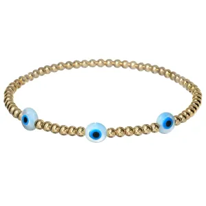 TRIPLE EVIL EYE | Opal Charm and 14K Gold Filled Beads Bracelet - Small
