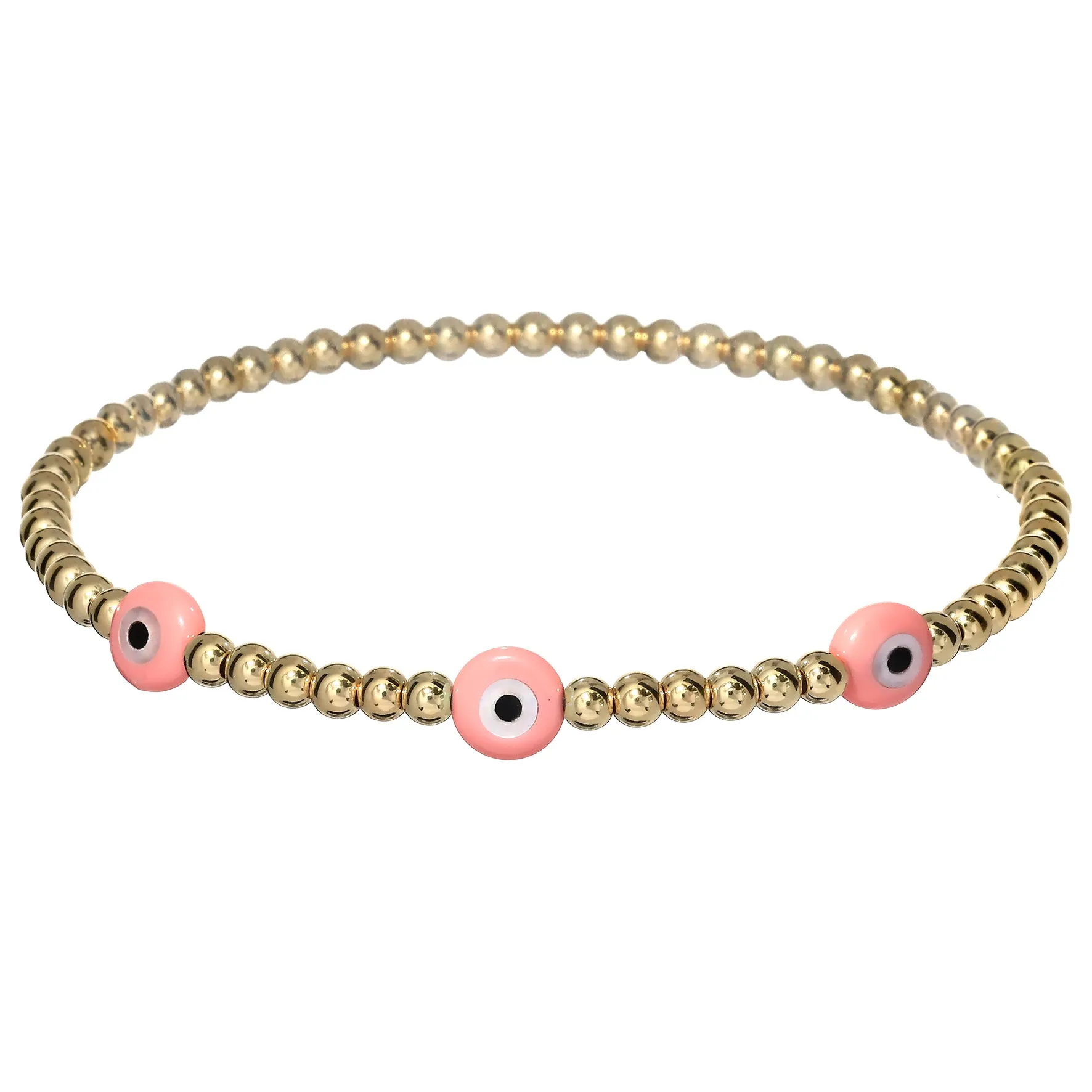TRIPLE EVIL EYE | Opal Charm and 14K Gold Filled Beads Bracelet - Small