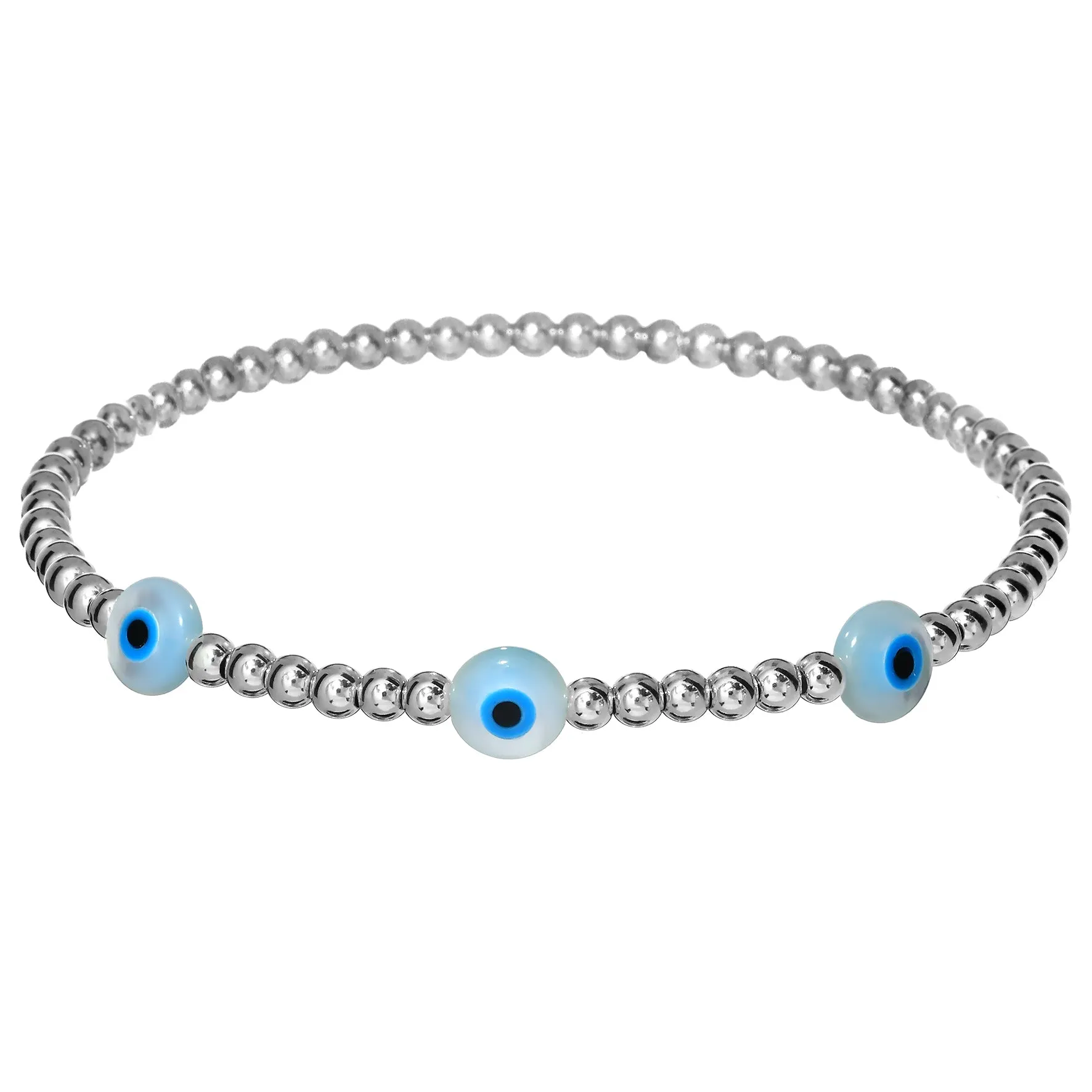 TRIPLE EVIL EYE | Opal Charm and 14K Gold Filled Beads Bracelet - Small