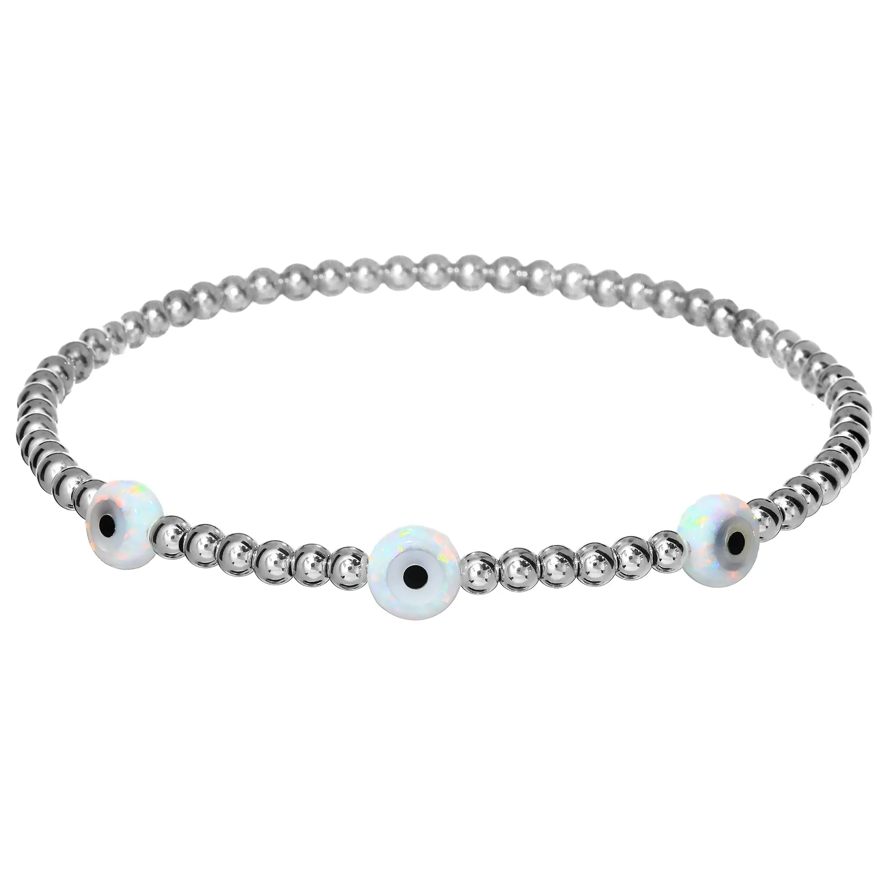 TRIPLE EVIL EYE | Opal Charm and 14K Gold Filled Beads Bracelet - Small