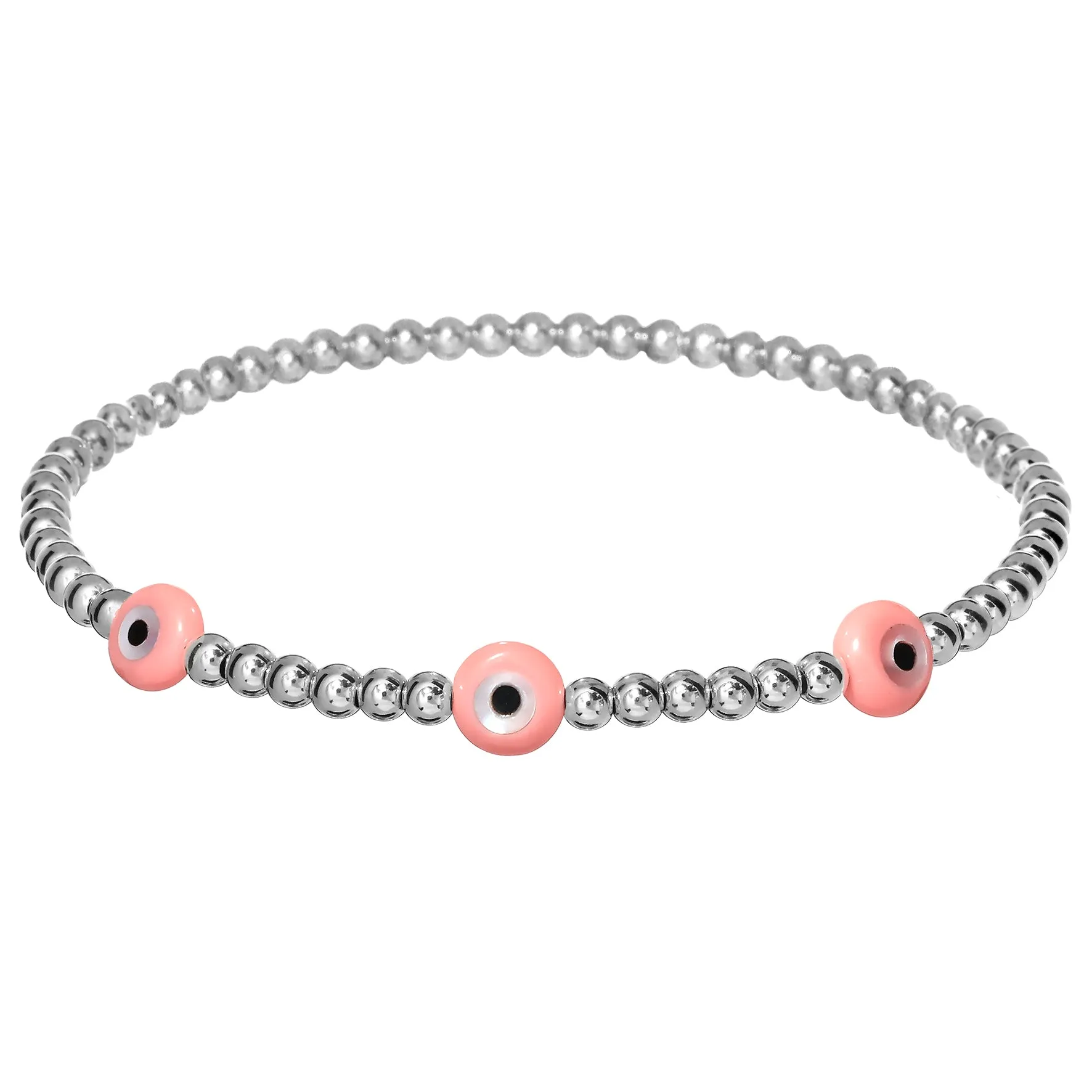 TRIPLE EVIL EYE | Opal Charm and 14K Gold Filled Beads Bracelet - Small