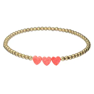 TRIPLE OPAL HEART | Opal Charm and 14K Gold Filled Beads Bracelet
