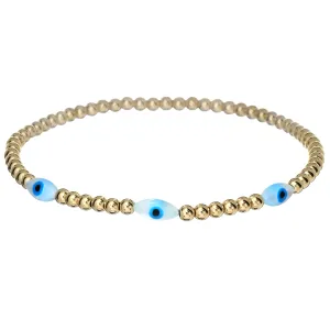 TRIPLE OVAL EVIL EYE | Opal Charm and 14K Gold Filled Beads Bracelet