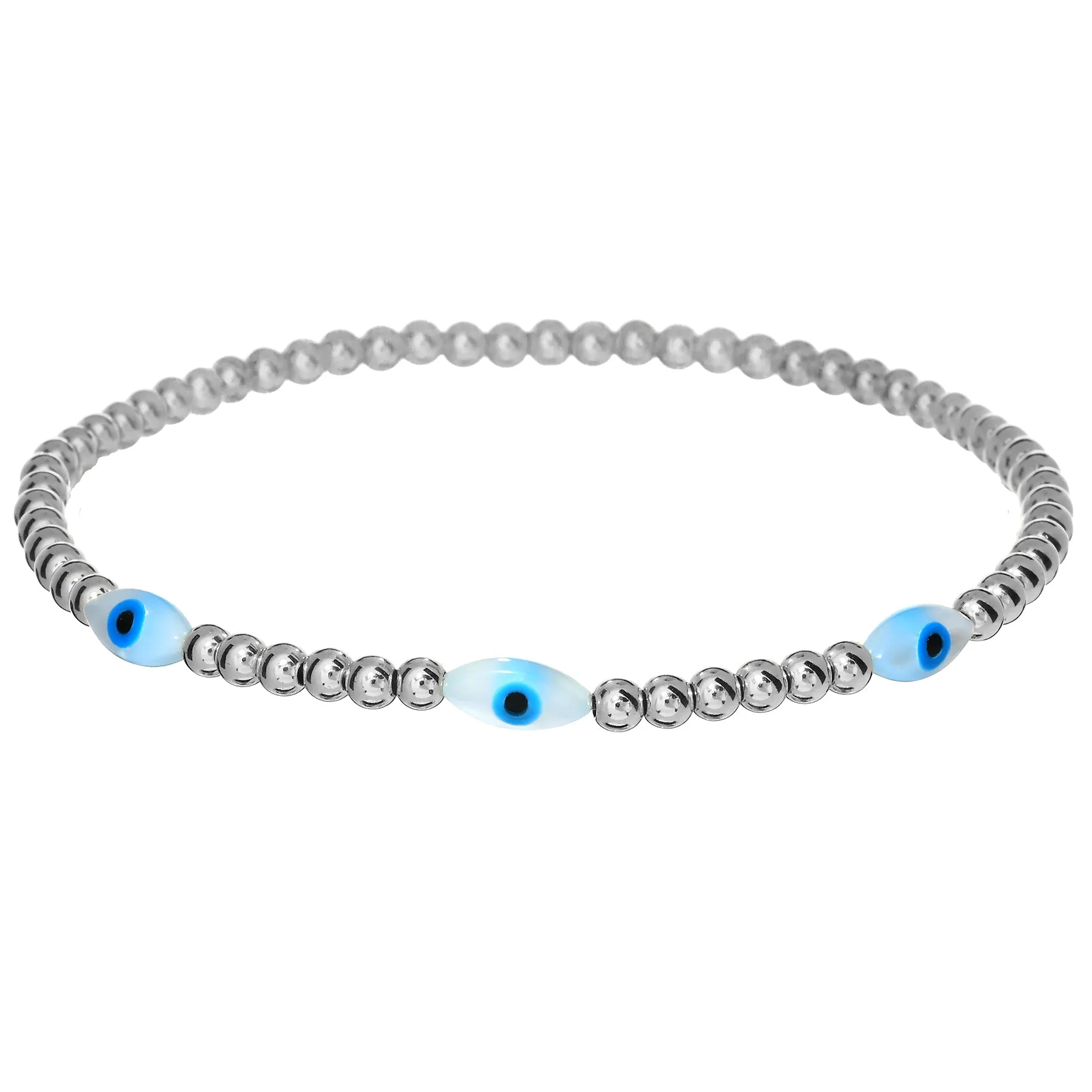 TRIPLE OVAL EVIL EYE | Opal Charm and 14K Gold Filled Beads Bracelet
