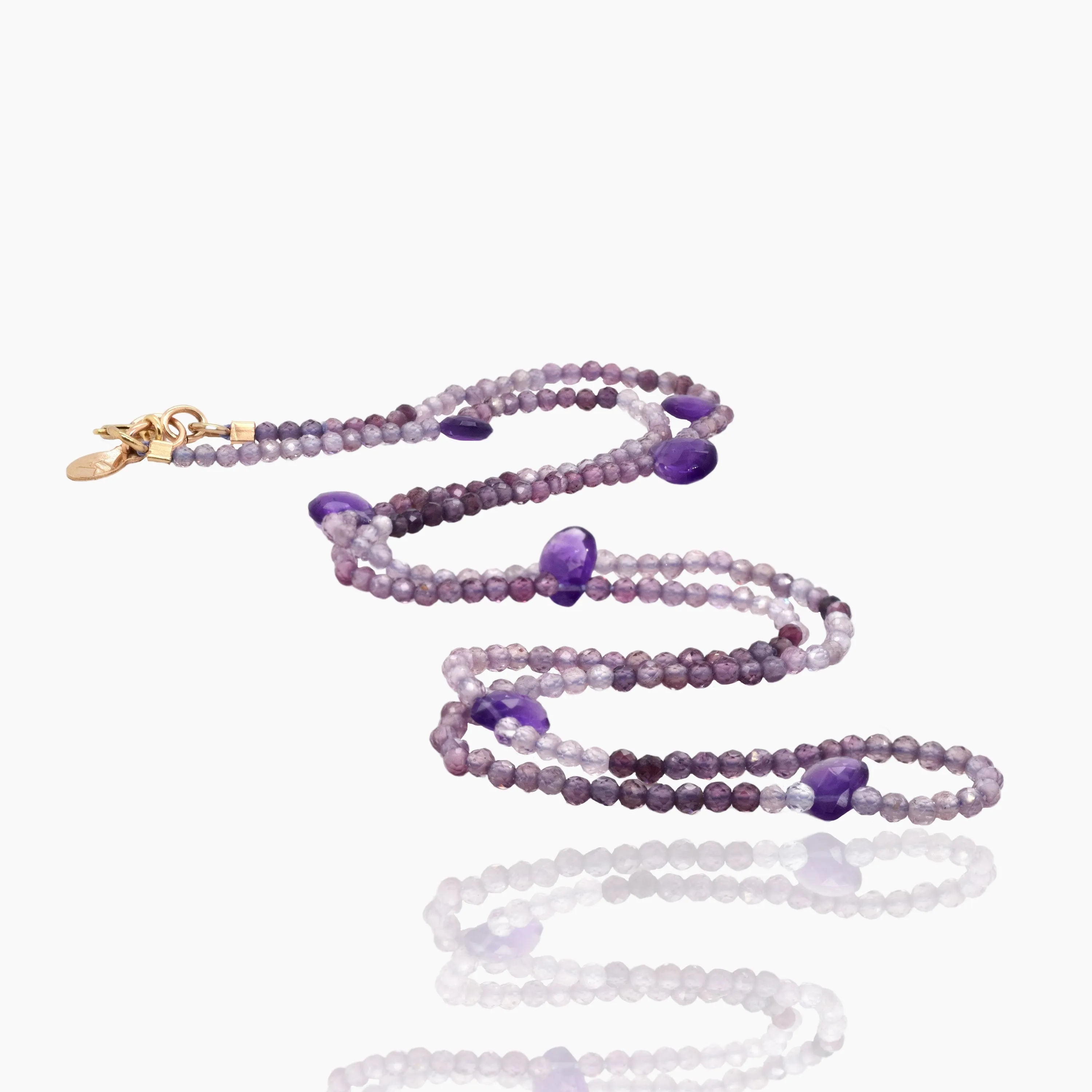 Triple Wrap Purple Shaded SpinelAmethyst Bracelet/Necklace