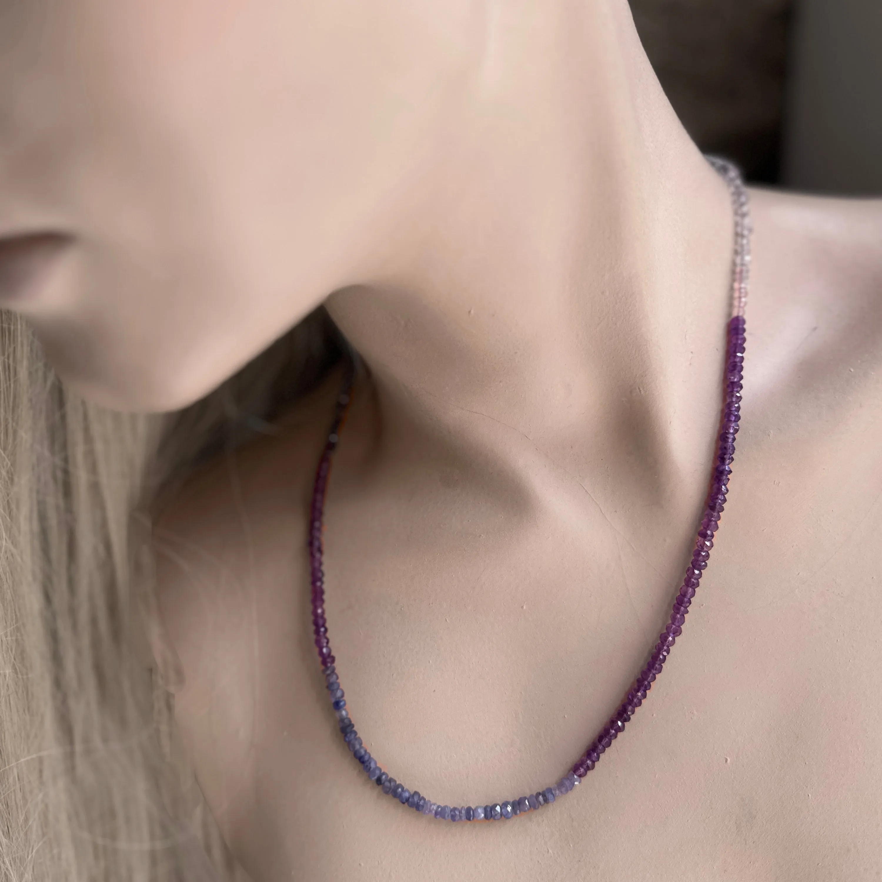 Triple Wrap Tanzanite Amethyst Bracelet/Necklace