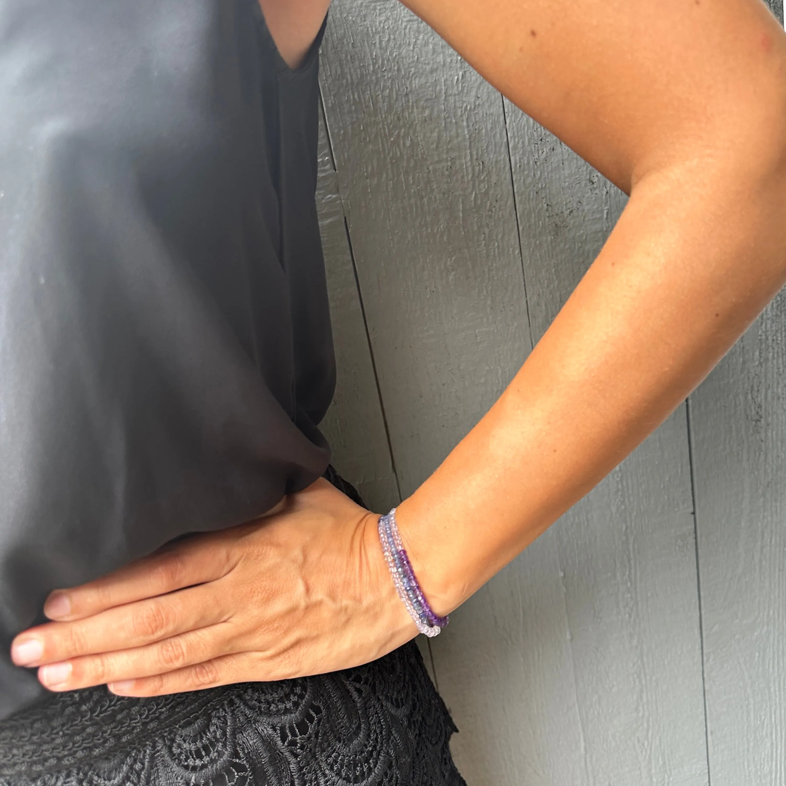 Triple Wrap Tanzanite Amethyst Bracelet/Necklace