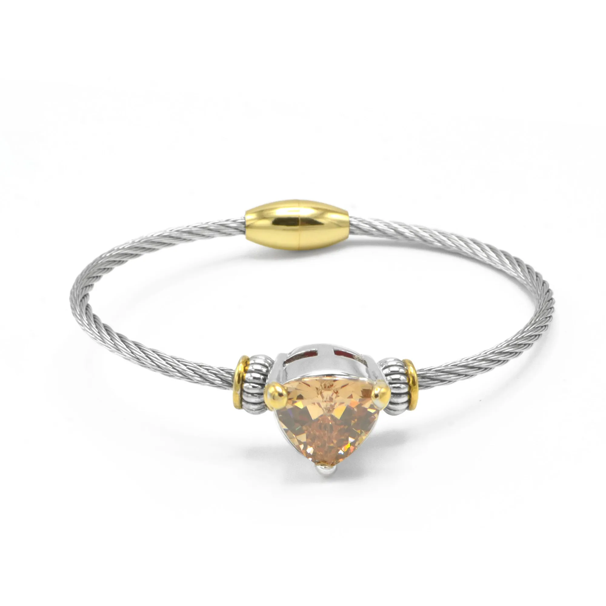 TWO TONE LIGHT TOPAZ CRYSTAL CLASSIC CABLE BRACELET # 4110BR-TT-LT.C.T(FC13)