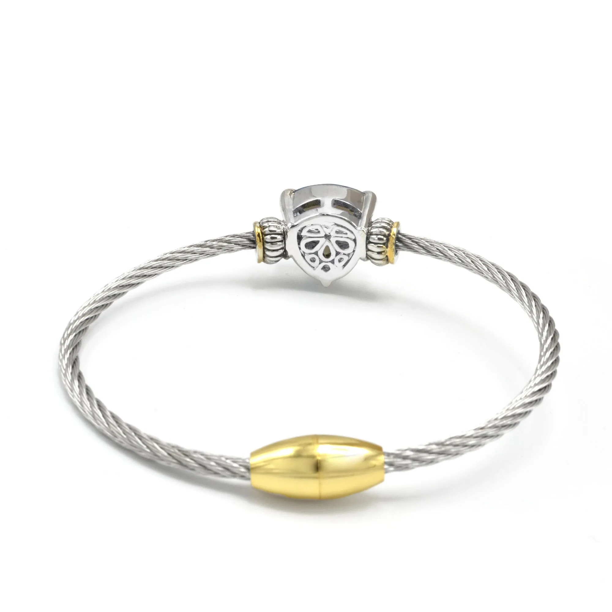 TWO TONE LIGHT TOPAZ CRYSTAL CLASSIC CABLE BRACELET # 4110BR-TT-LT.C.T(FC13)