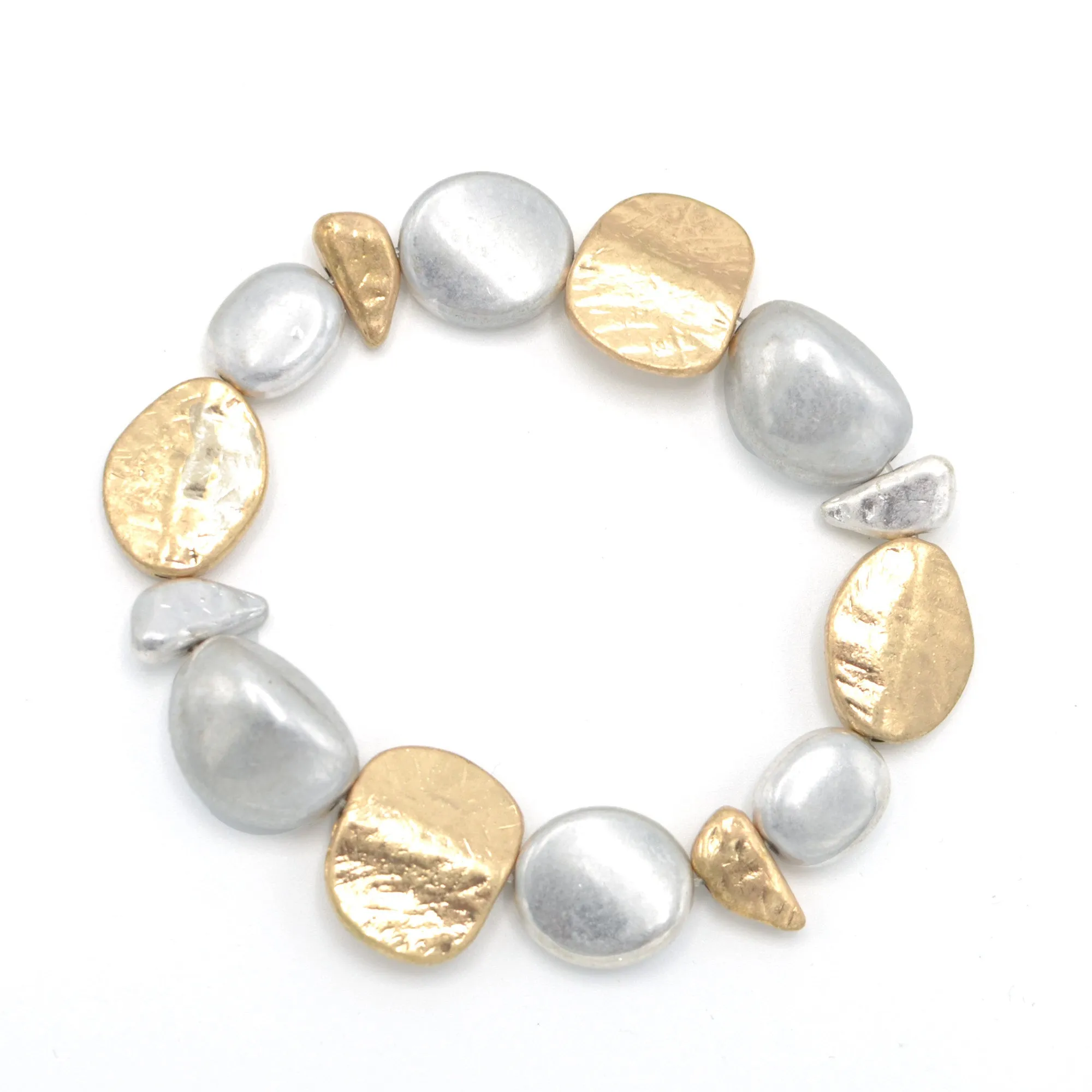 TWO TONE METAL STRETCH  BRACELET #SB22071GS (LE22-LG24-EE4/AF8)