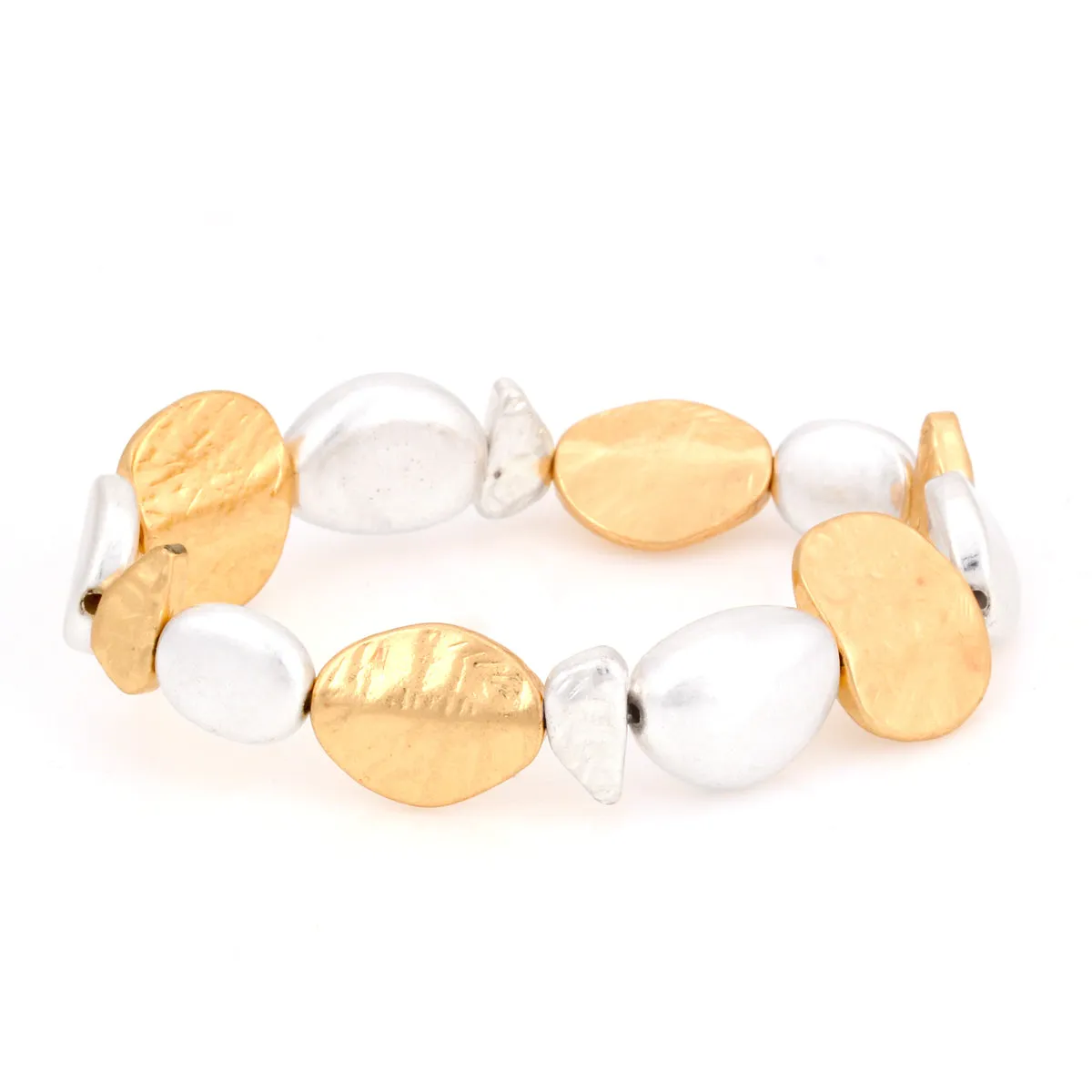 TWO TONE METAL STRETCH  BRACELET #SB22071GS (LE22-LG24-EE4/AF8)