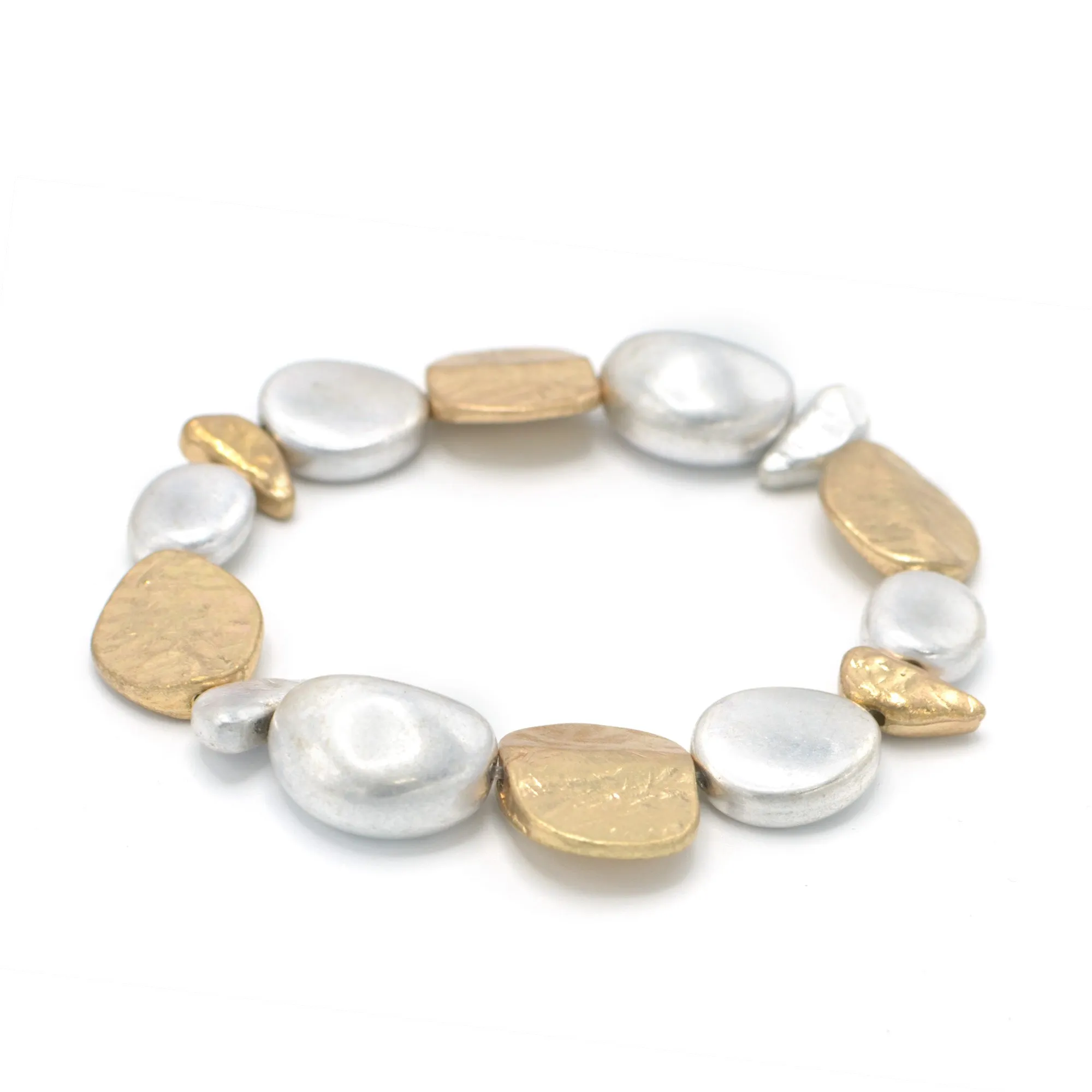 TWO TONE METAL STRETCH  BRACELET #SB22071GS (LE22-LG24-EE4/AF8)