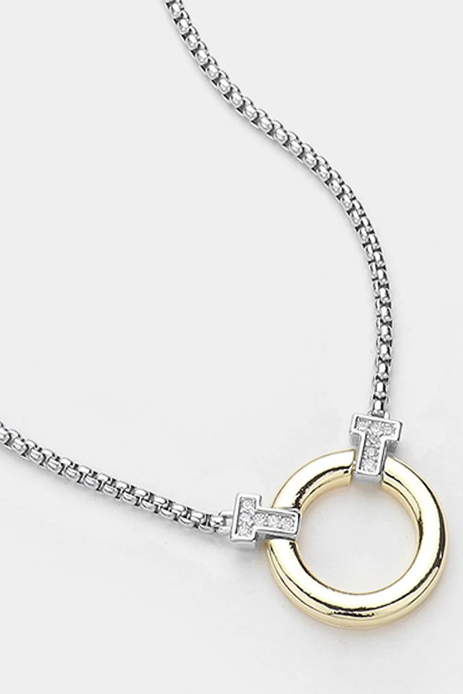 Two Tone "T" Necklace