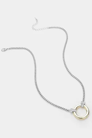 Two Tone "T" Necklace