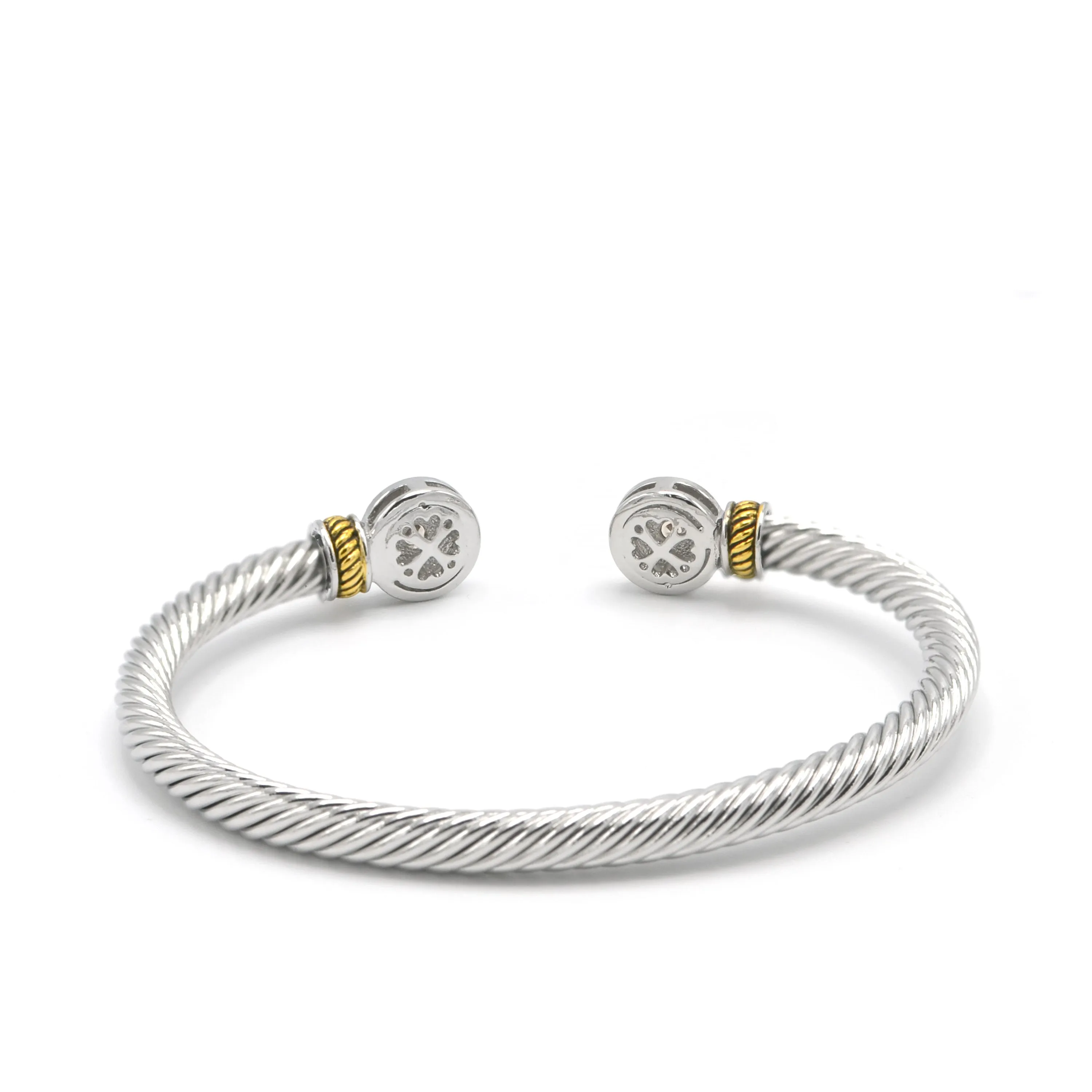 TWO TONE TOPAZ CRYSTAL CLASSIC CABLE BRACELET#12550BR-LT.C.TPZ(FB22)
