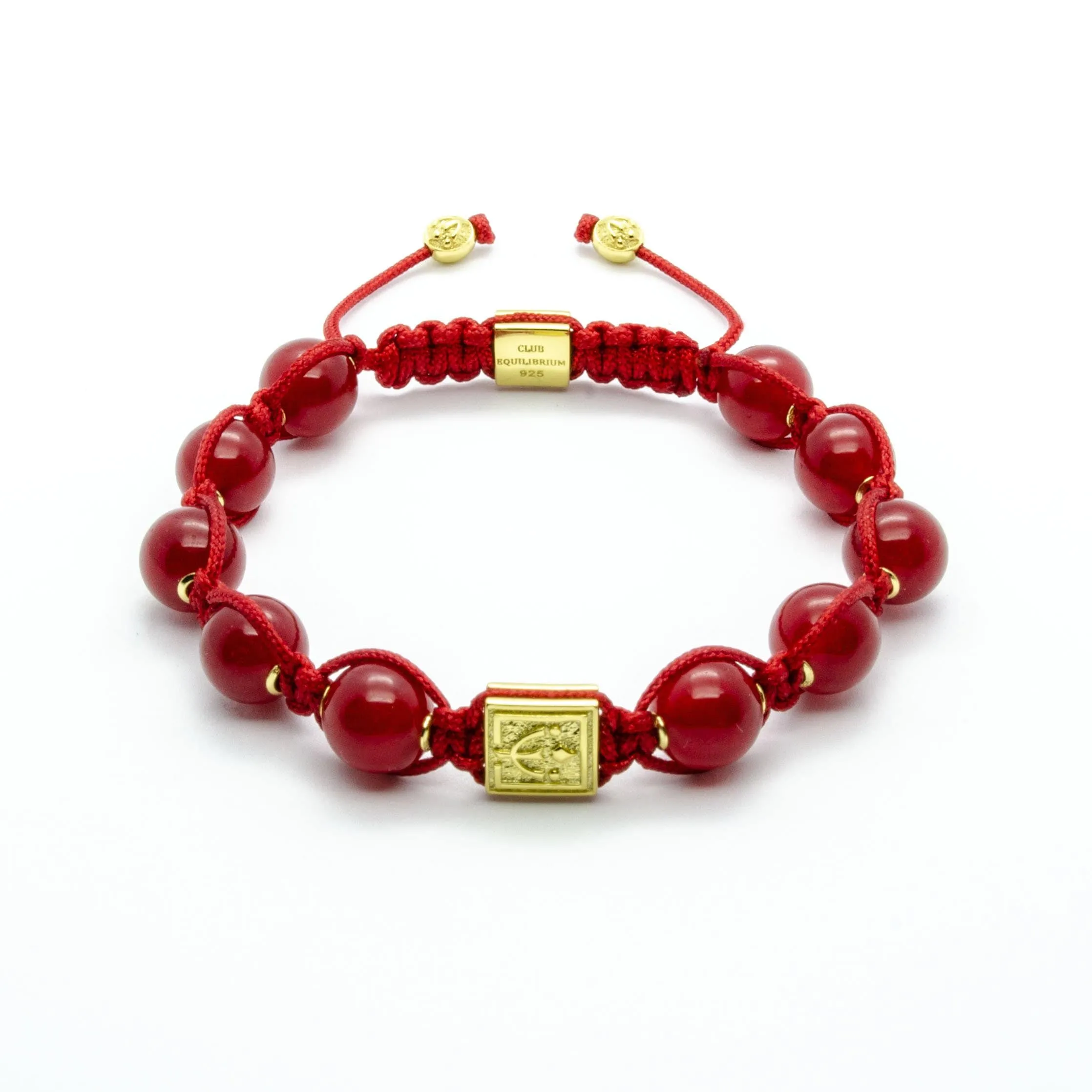 Ultimate Courage - Red Jade Stone Bead Bracelet in Gold | 10MM