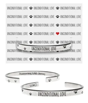 Unconditional Love Cuff Inspirational Jewelry Bracelet - Pet Sympathy or Memorial Gift