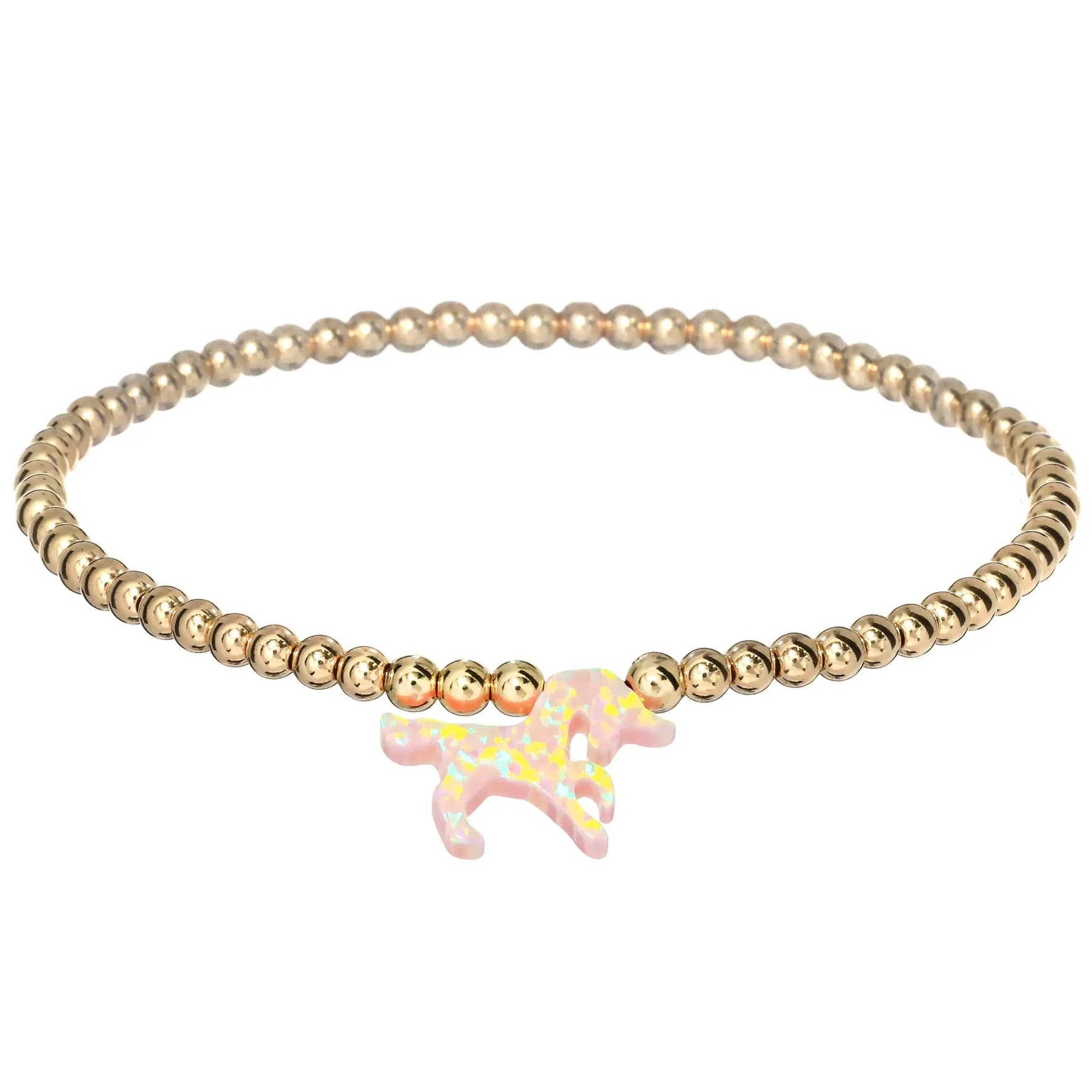 UNICORN | Opal Charm and 14K Gold Filled Beads Bracelet