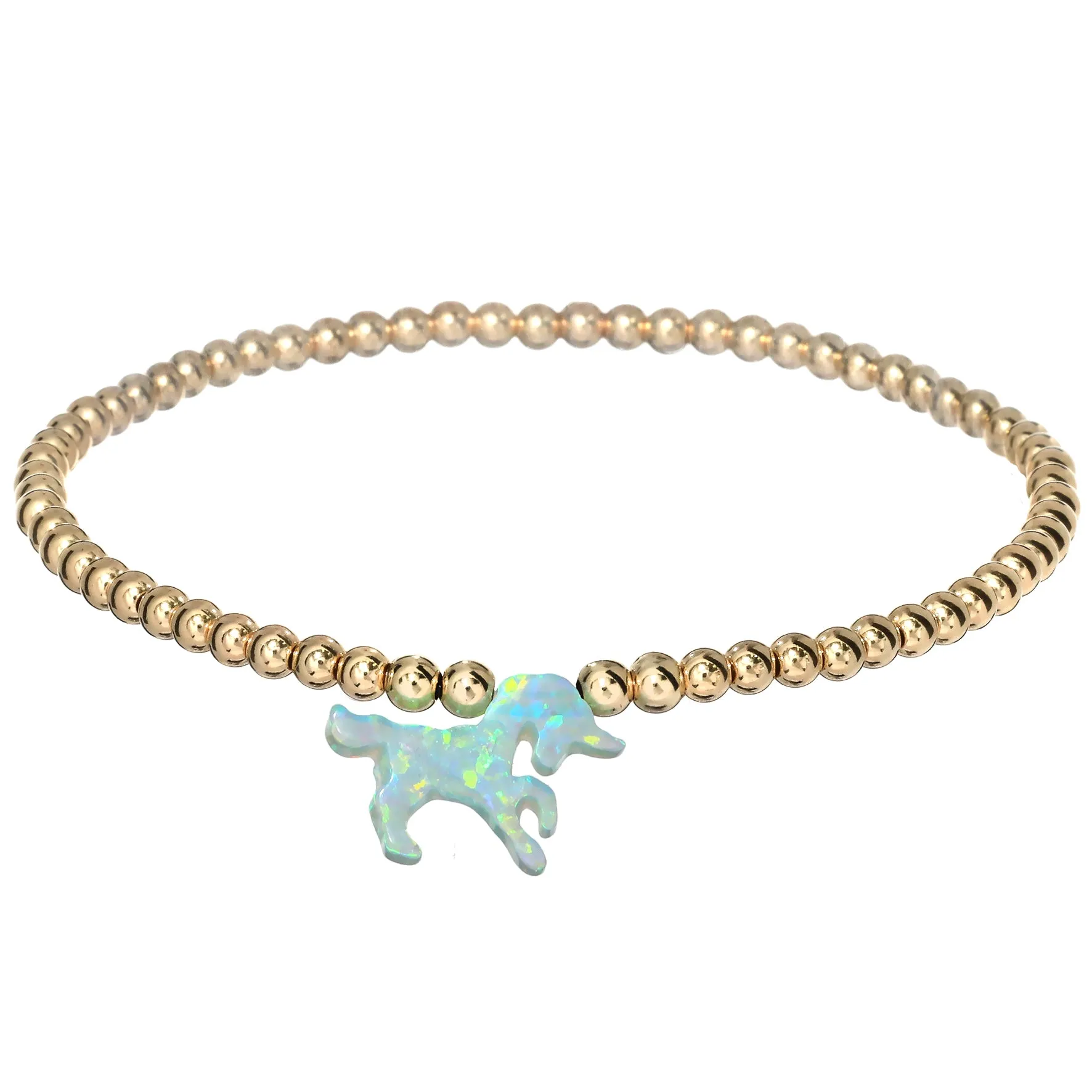 UNICORN | Opal Charm and 14K Gold Filled Beads Bracelet