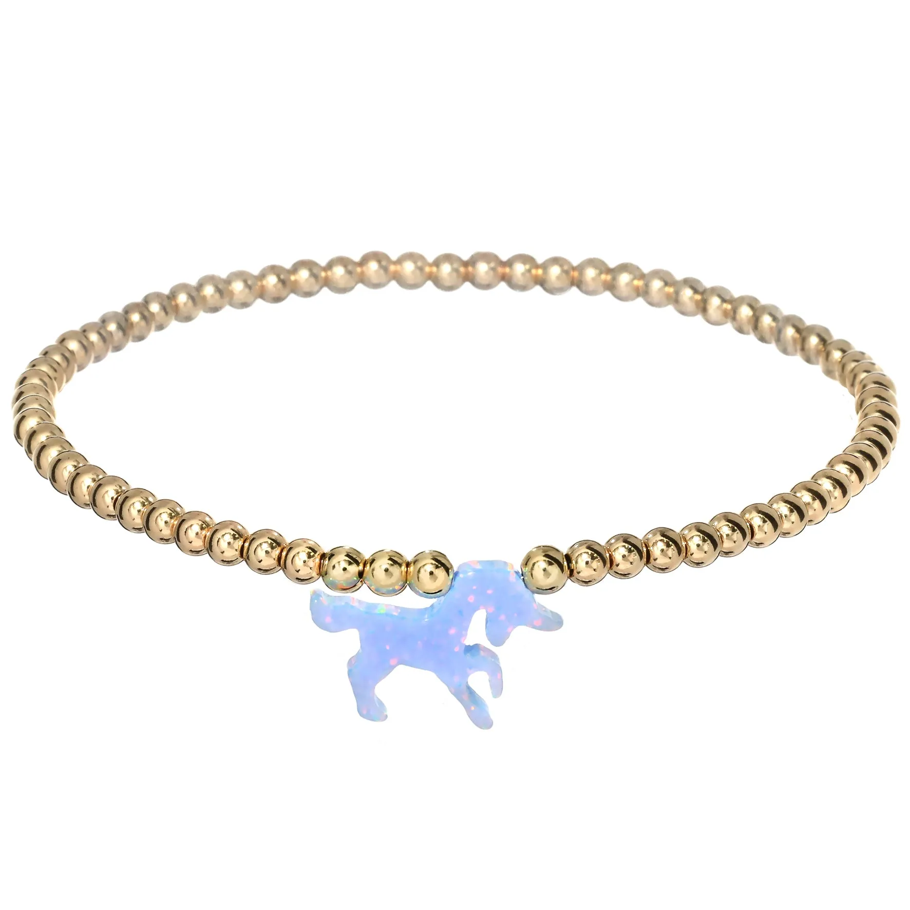 UNICORN | Opal Charm and 14K Gold Filled Beads Bracelet