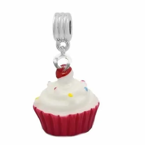 Vanilla Frosting Cupcake European Bead Compatible for Most European Snake Chain Bracelet