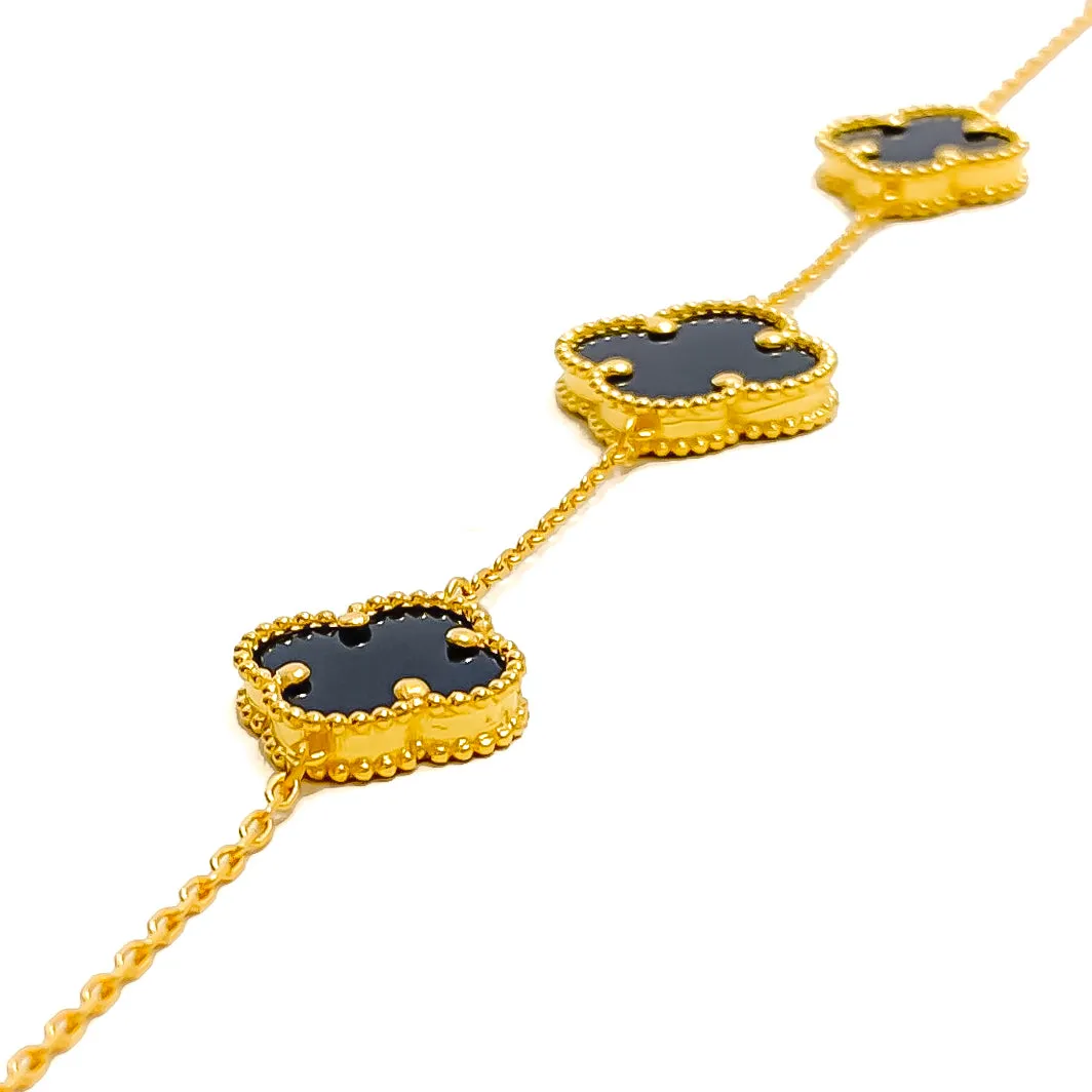 Versatile Lovely 21k Gold Clover Bracelet
