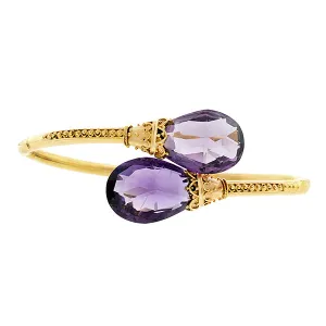 Victorian Amethyst Crossover Bangle Bracelet