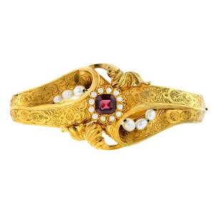 Victorian Garnet & Pearl Bracelet